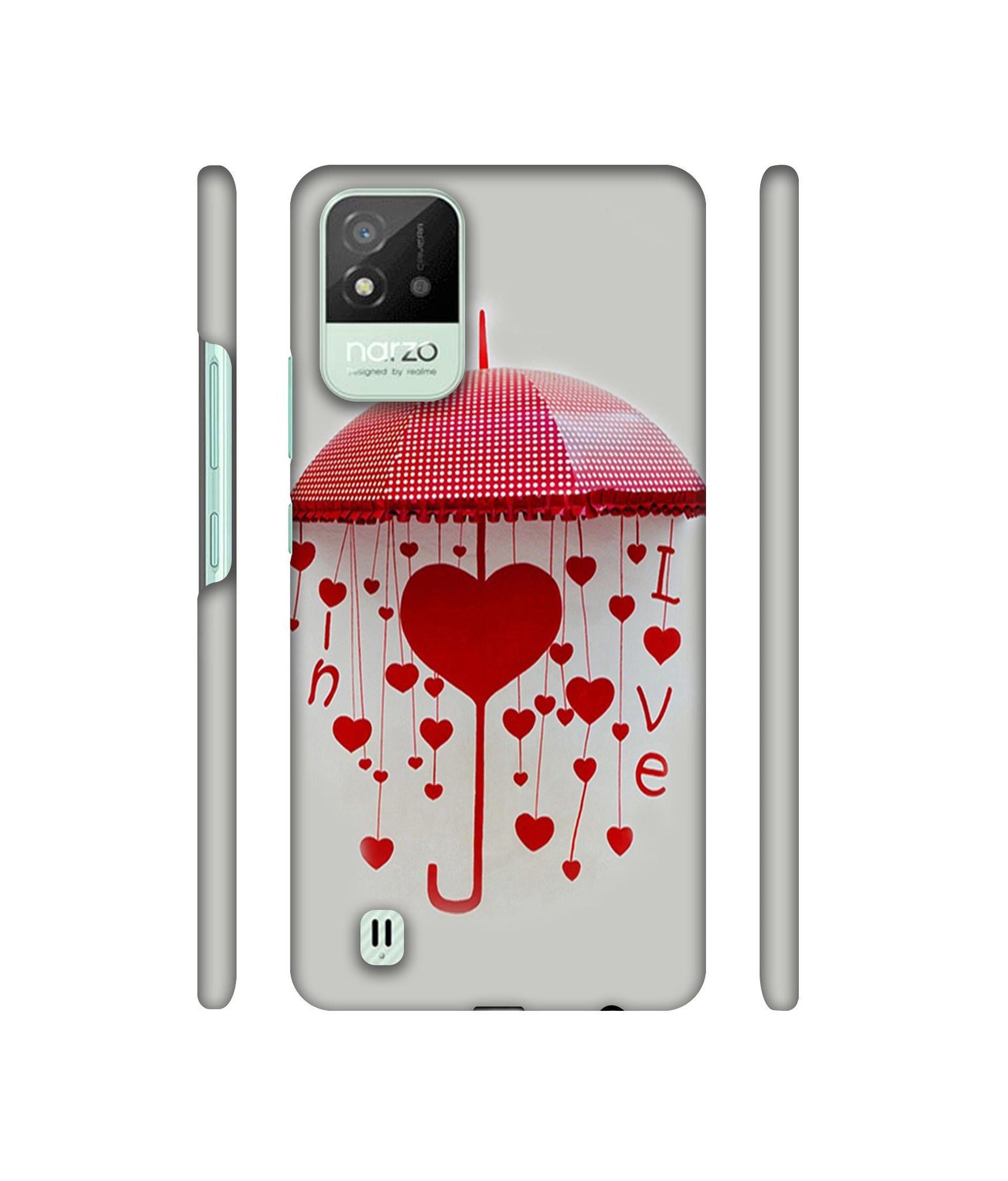 Love Heart Designer Hard Back Cover for Realme Narzo 50i