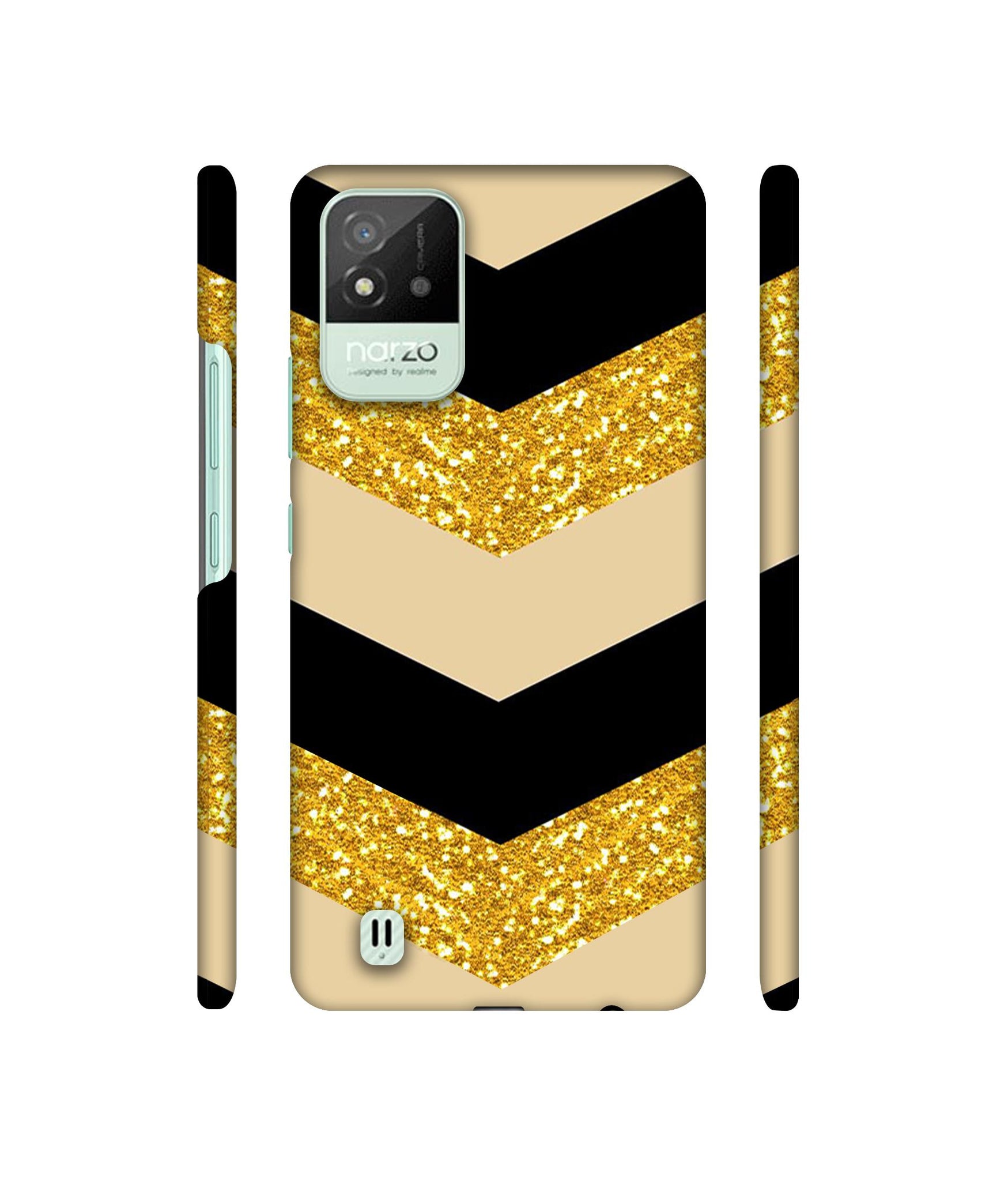 Black & Gold Designer Hard Back Cover for Realme Narzo 50i