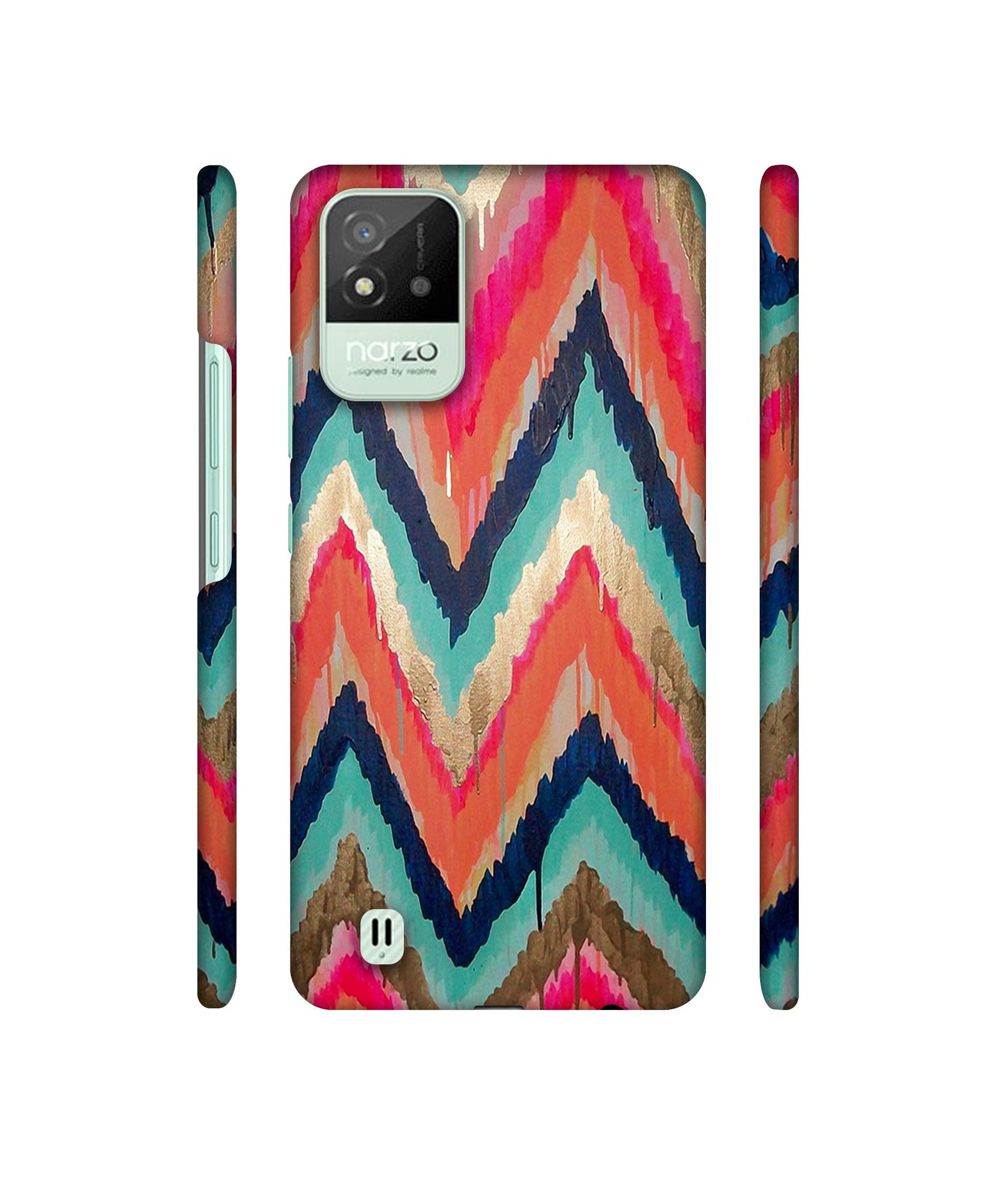 Colorful Zig-Zag Lines Art Designer Hard Back Cover for Realme Narzo 50i