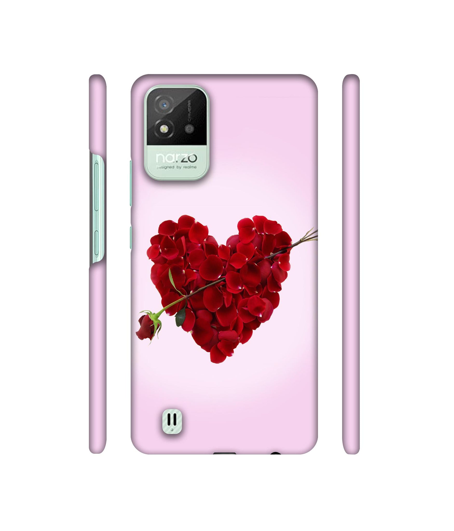 Heart Flower Designer Hard Back Cover for Realme Narzo 50i