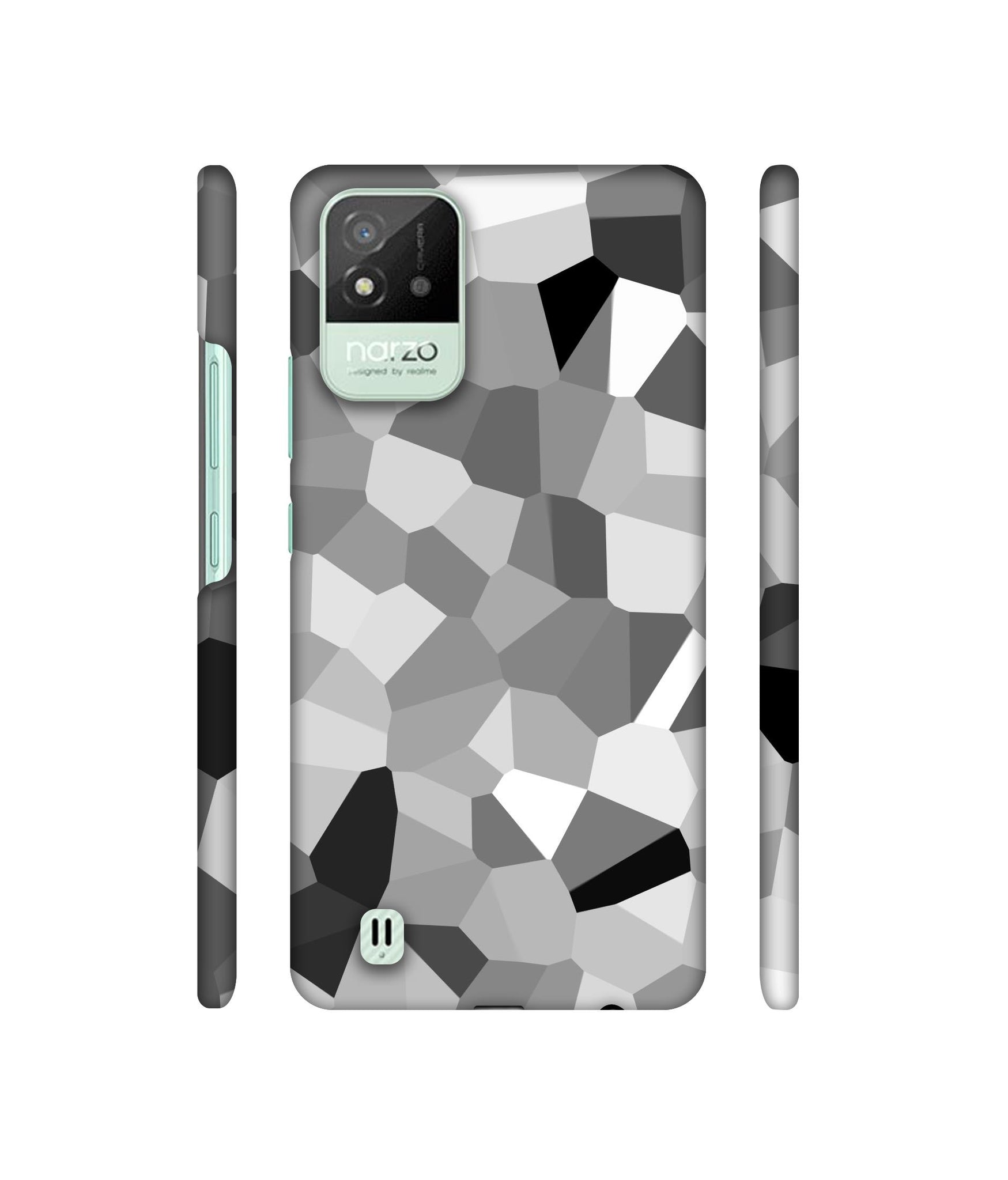 Black & White Mathematical Shape Designer Hard Back Cover for Realme Narzo 50i