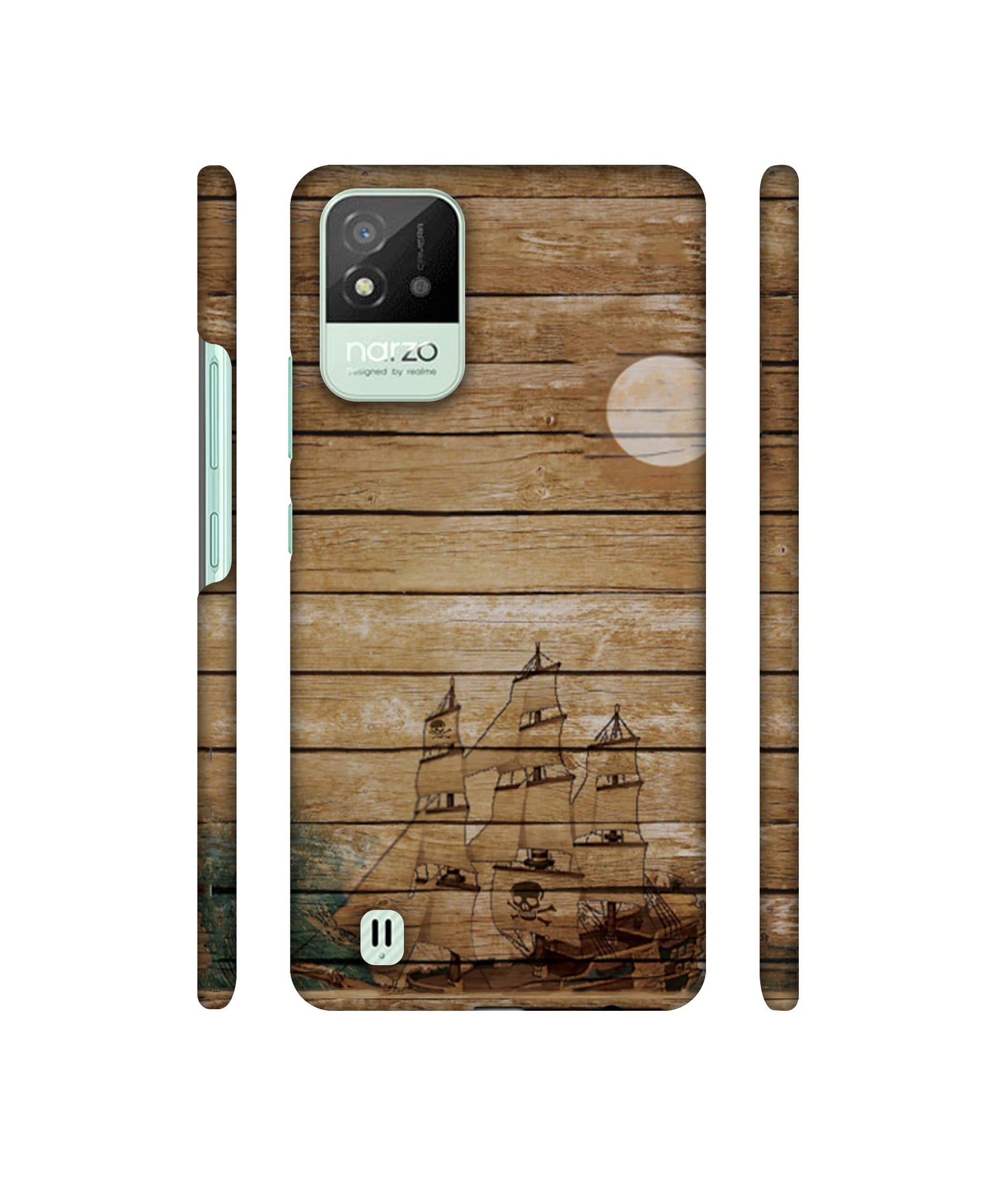 Wooden Pattern Designer Hard Back Cover for Realme Narzo 50i