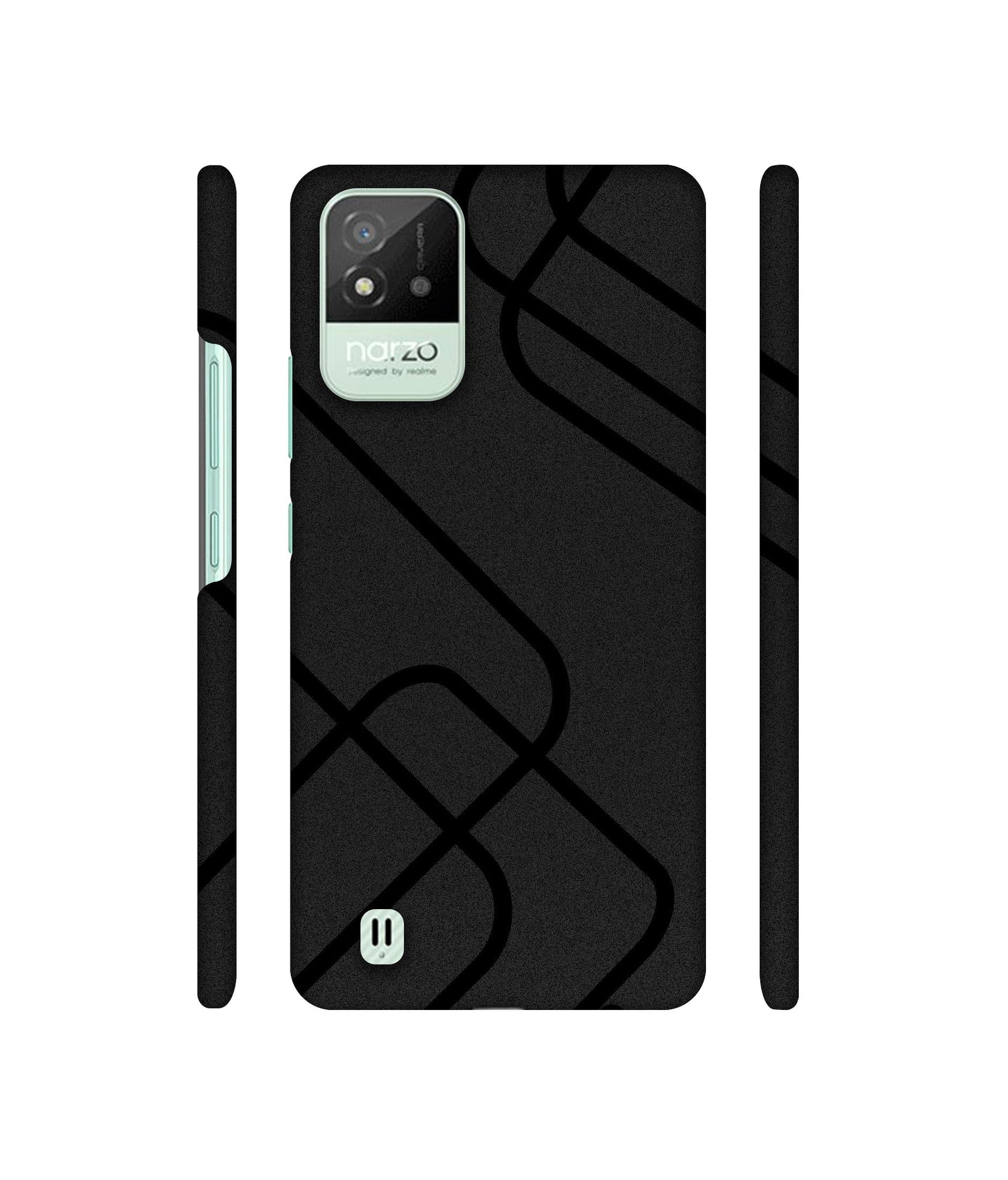 Zig-Zag Black Line Designer Hard Back Cover for Realme Narzo 50i