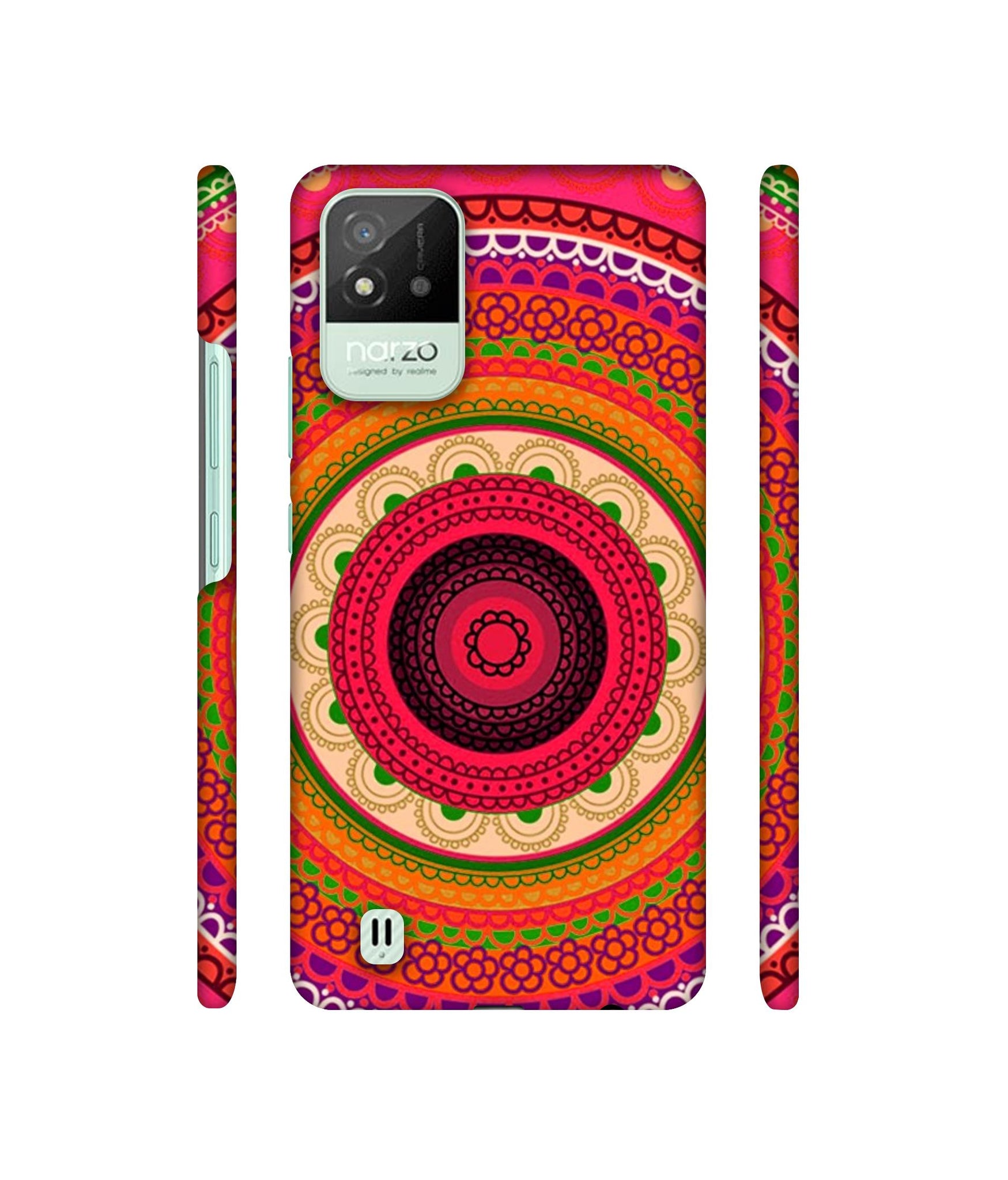 Round Rangoli Designer Hard Back Cover for Realme Narzo 50i