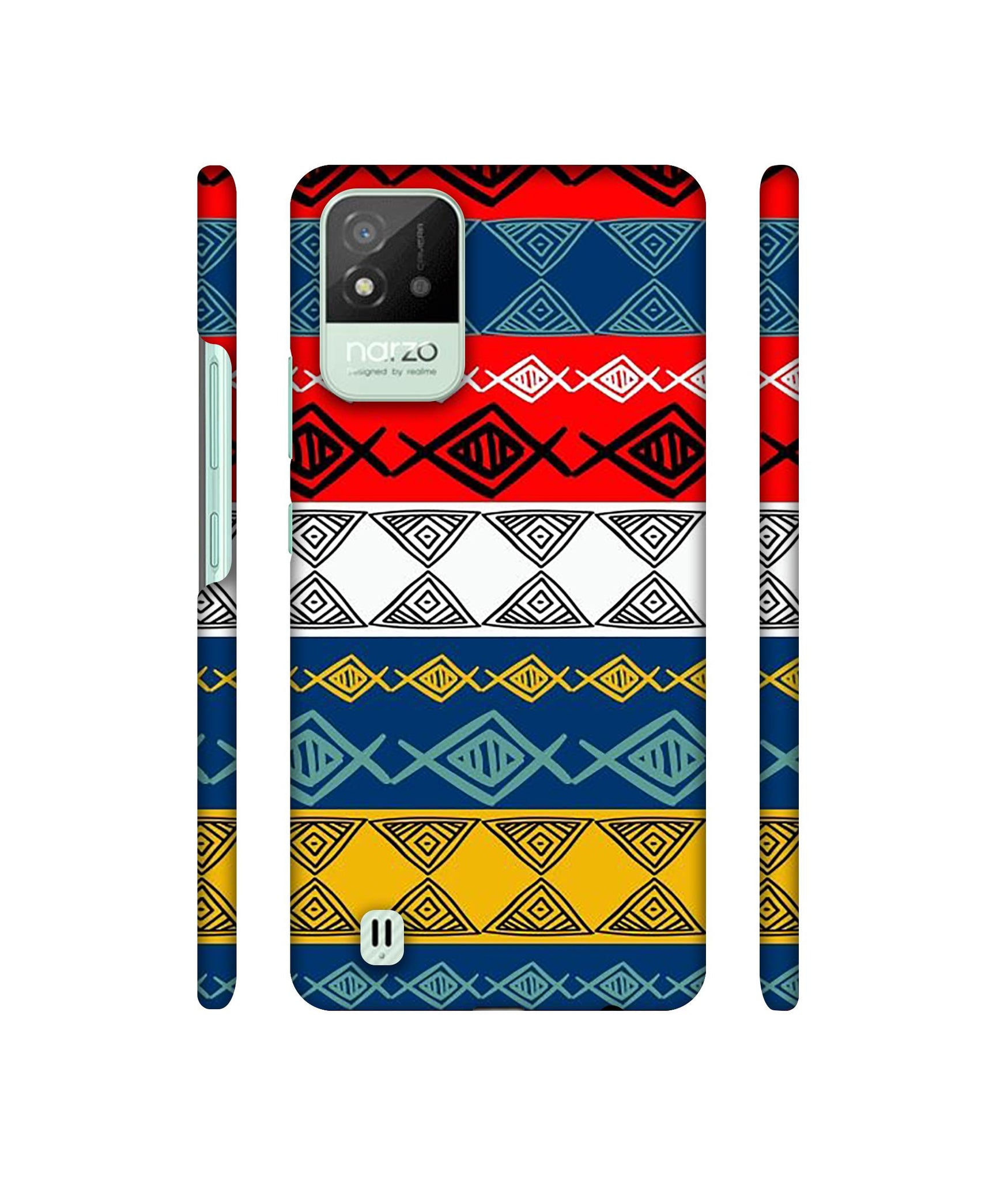 Colorful Hand Made Rangoli Art Designer Hard Back Cover for Realme Narzo 50i