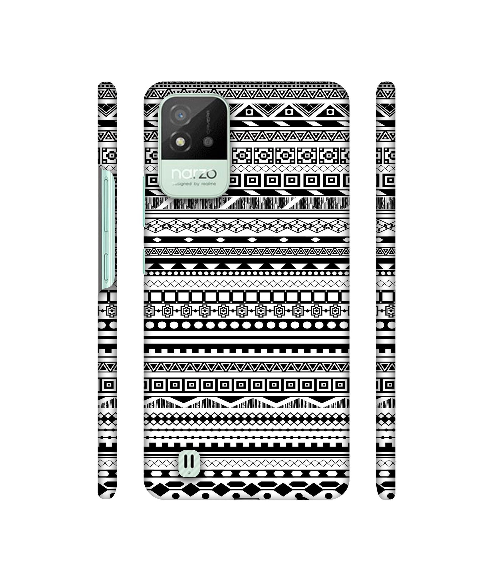 Black & White Patterns Designer Hard Back Cover for Realme Narzo 50i