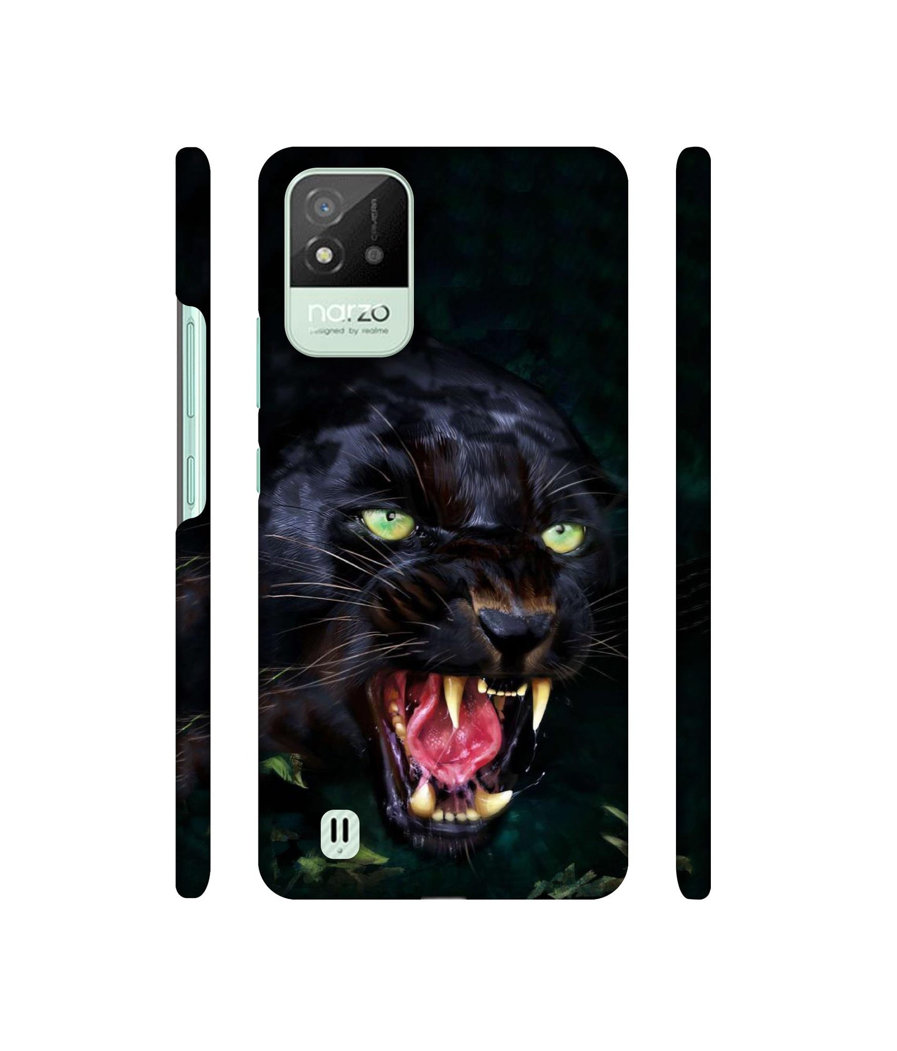 Angry Black Tiger Face Designer Hard Back Cover for Realme Narzo 50i