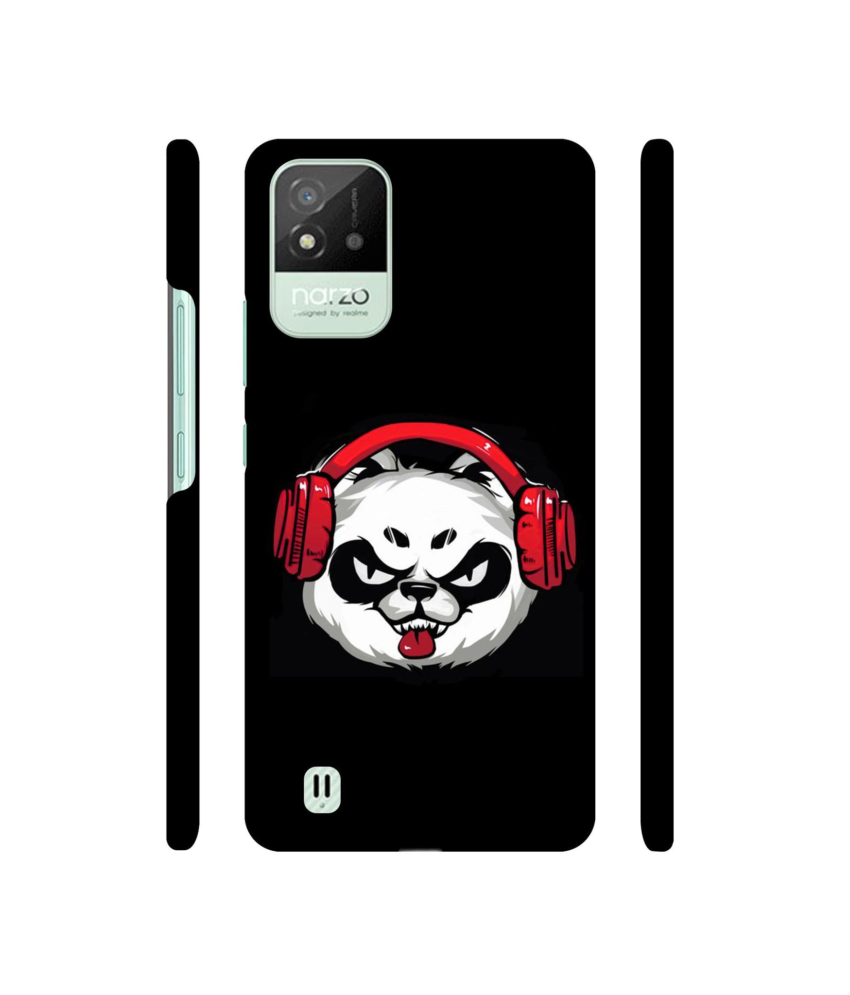 Panda With Headphone Designer Hard Back Cover for Realme Narzo 50i