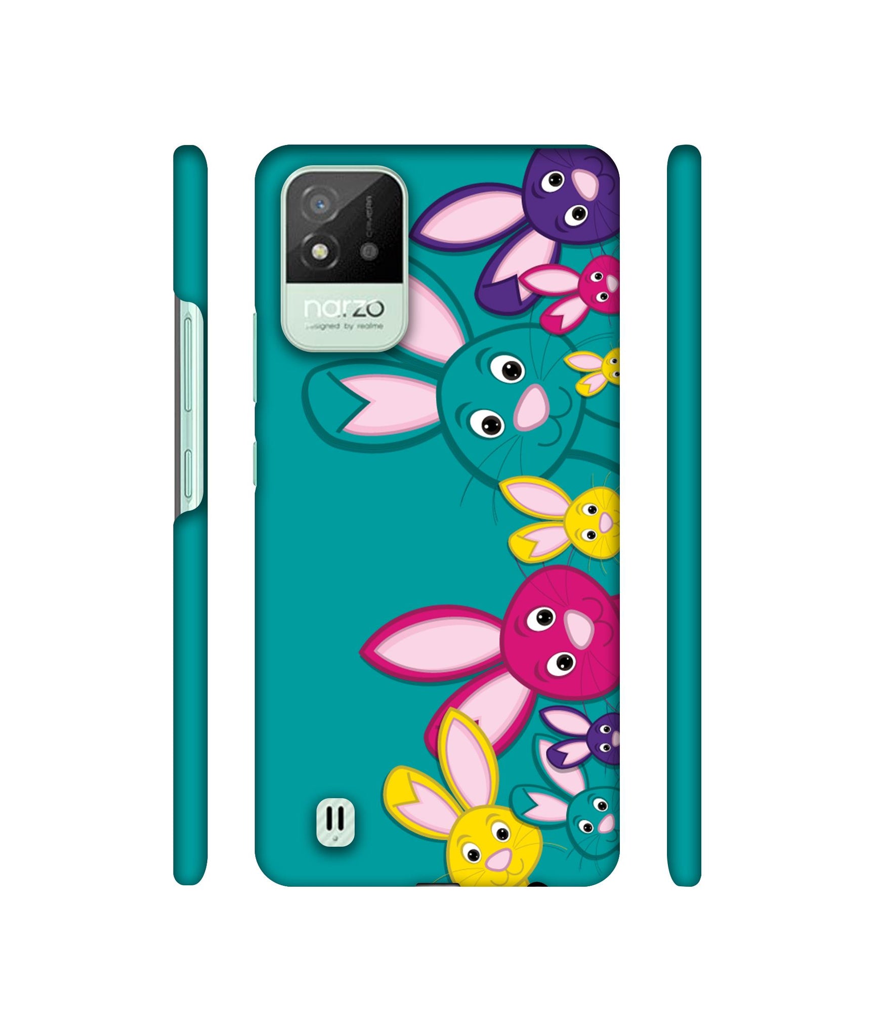 Rabbit Family Designer Hard Back Cover for Realme Narzo 50i