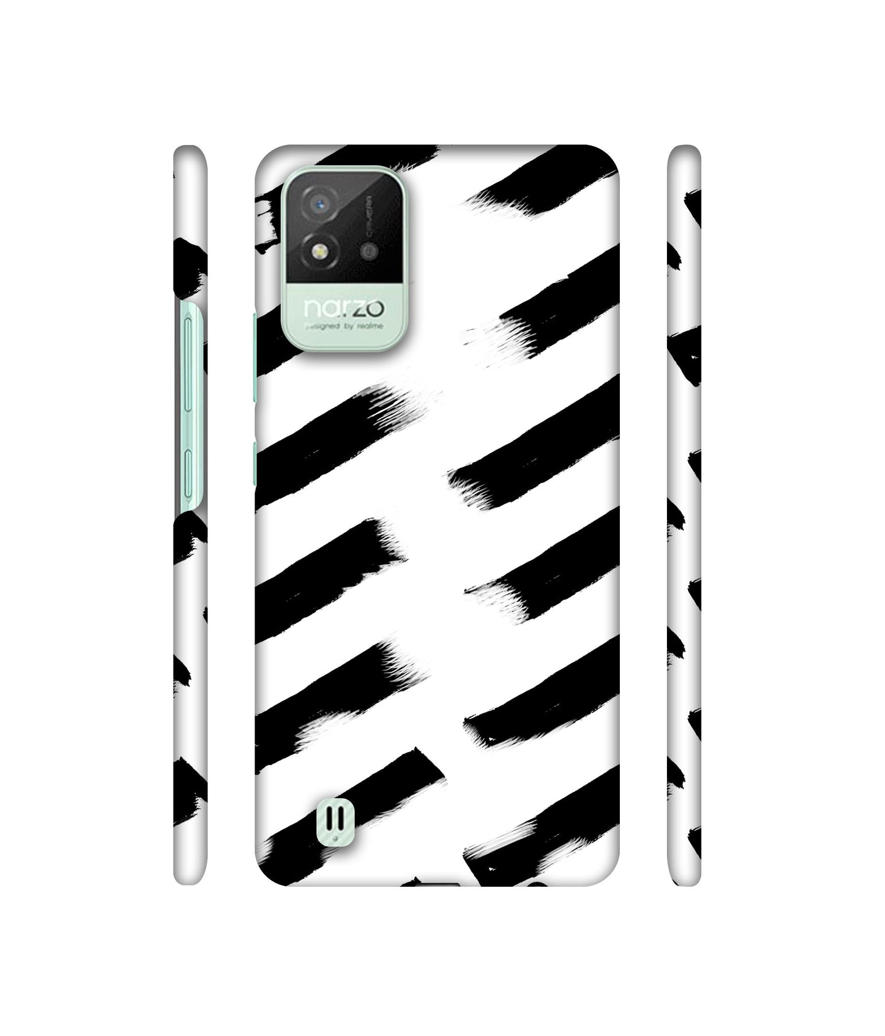 Black & White Rectangle Designer Hard Back Cover for Realme Narzo 50i