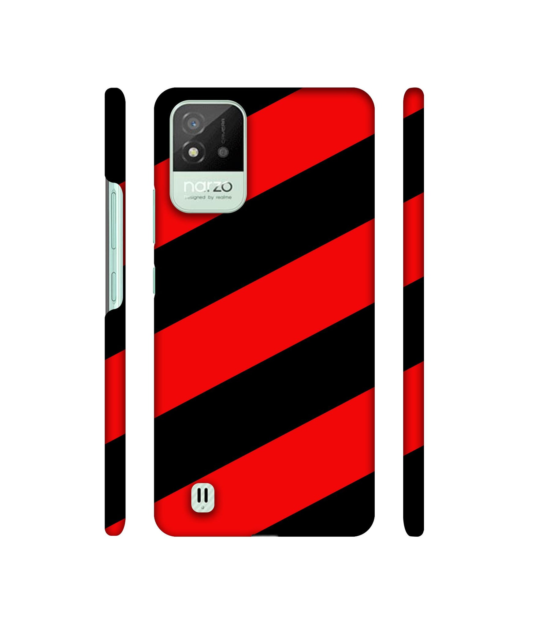 Red and Black Line Designer Hard Back Cover for Realme Narzo 50i