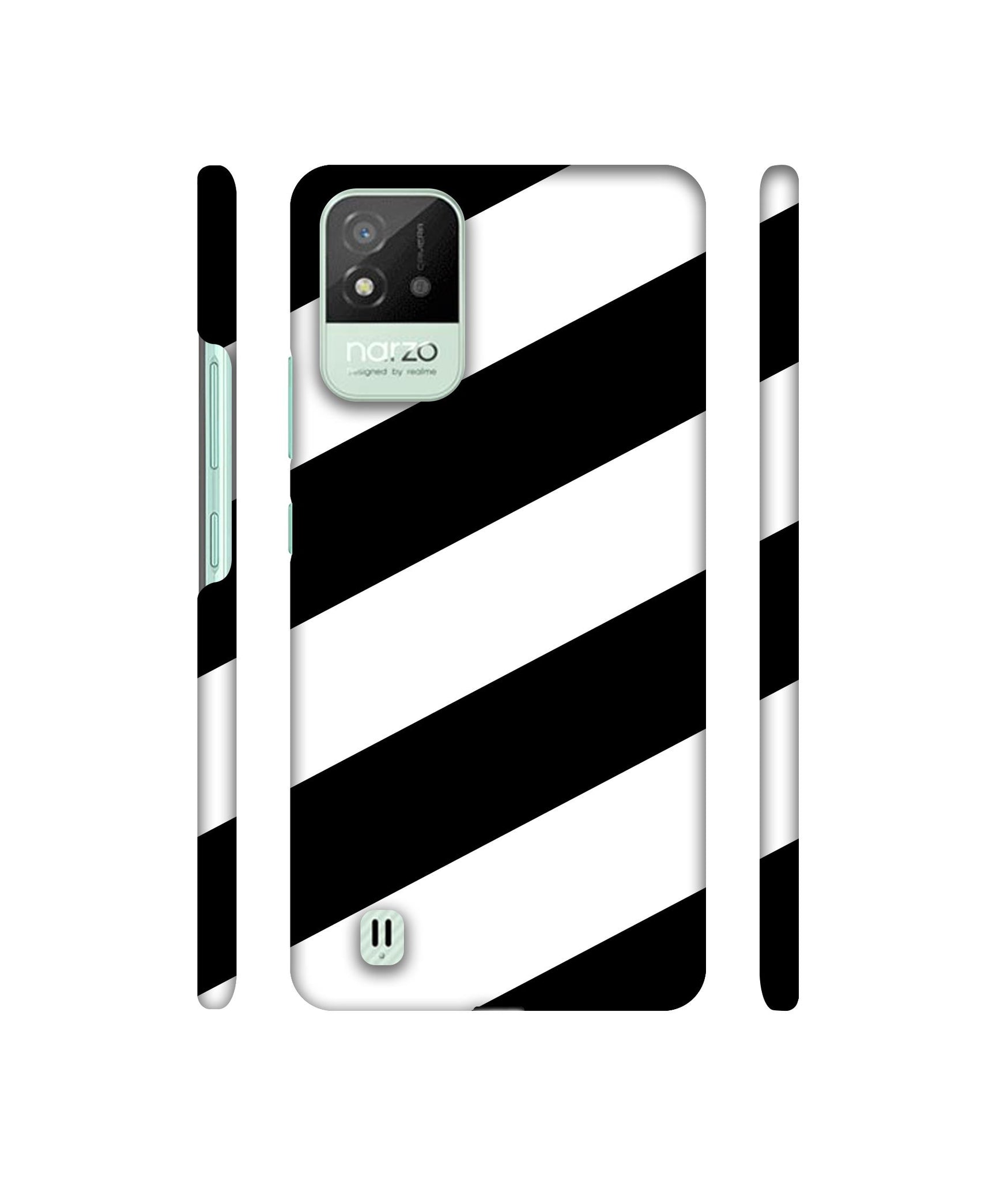 Black & White Line Designer Hard Back Cover for Realme Narzo 50i