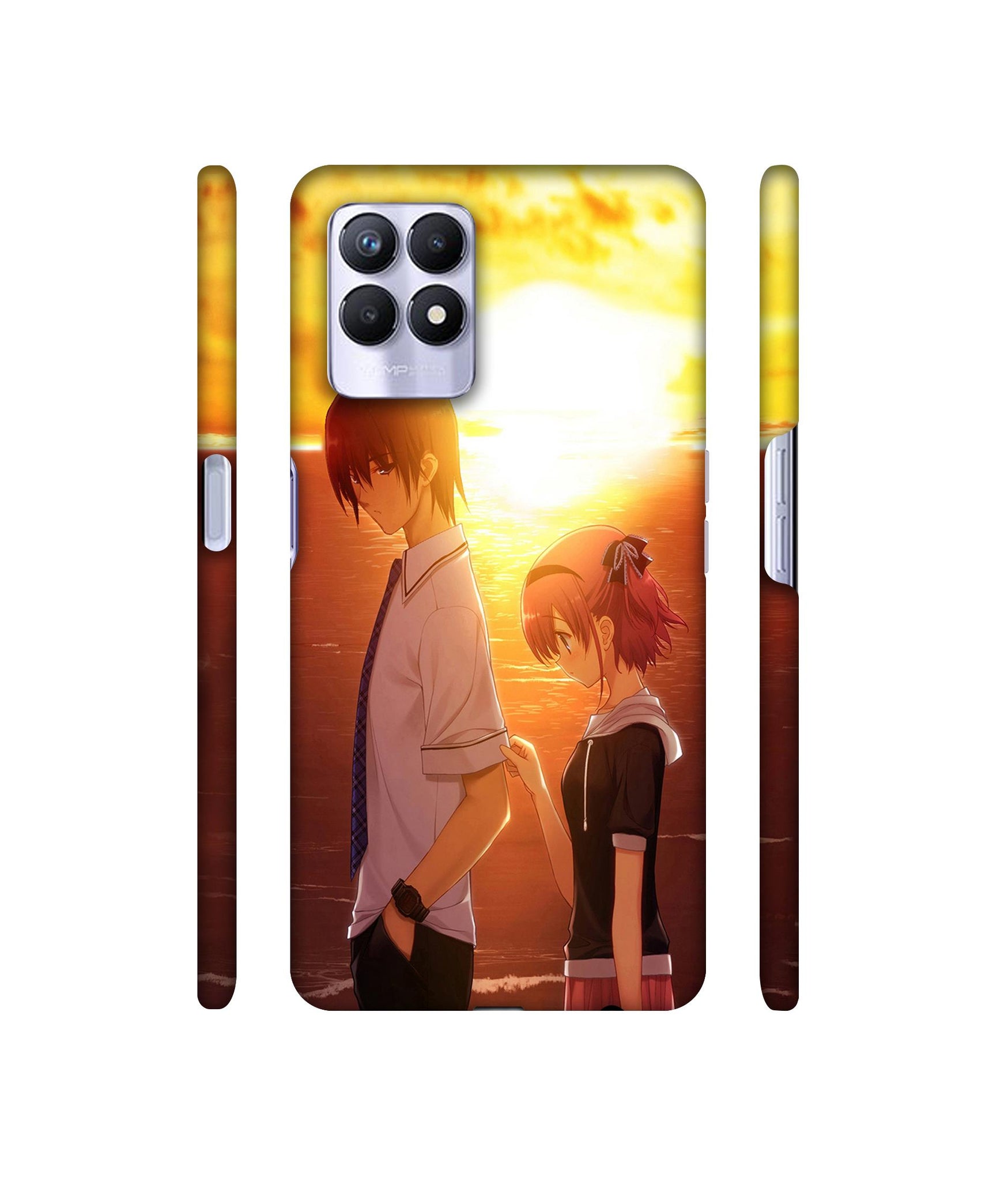 Girl Boy Sunset Sea Designer Hard Back Cover for Realme 8i