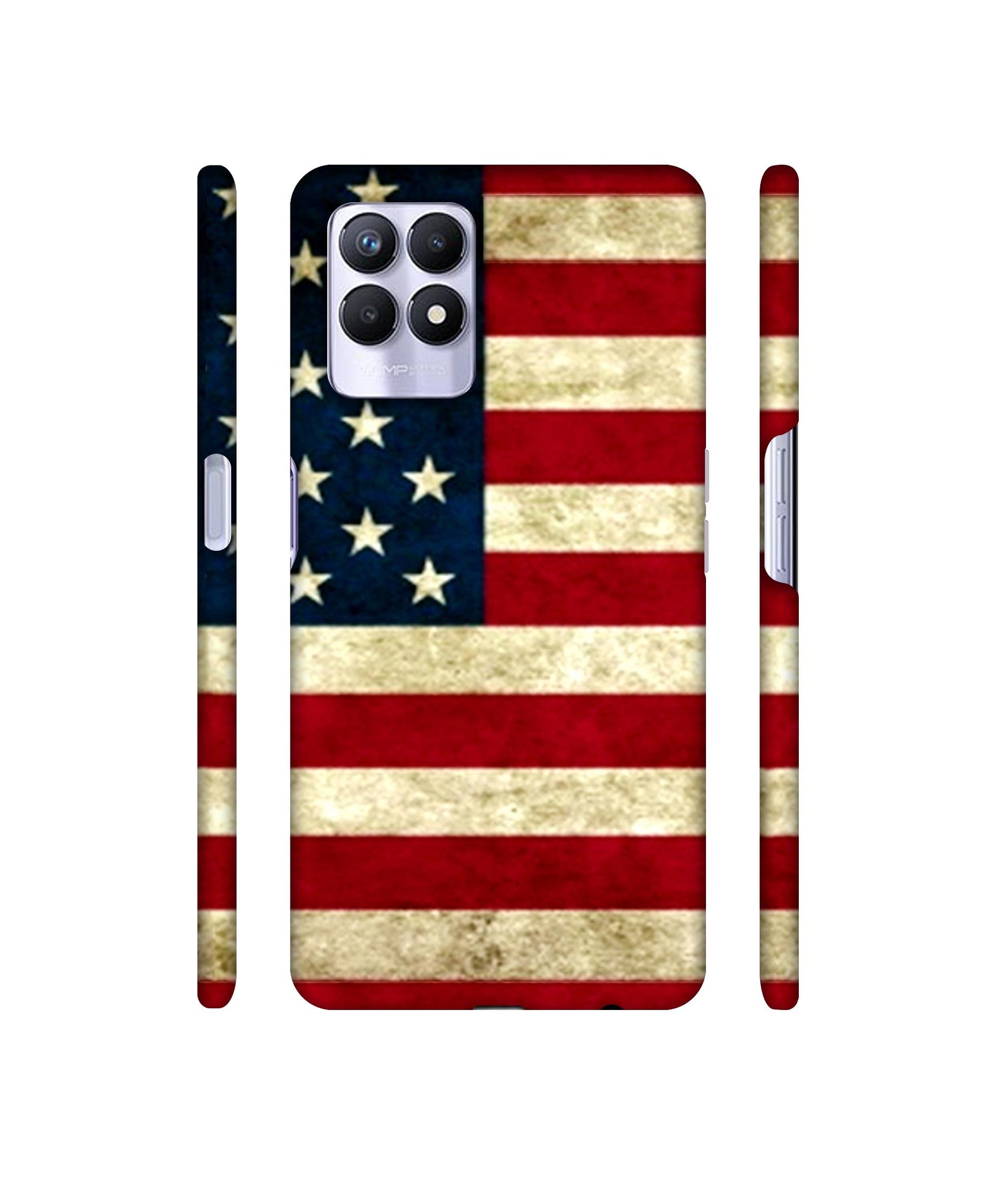 Multicoloured USA Flag Designer Hard Back Cover for Realme 8i