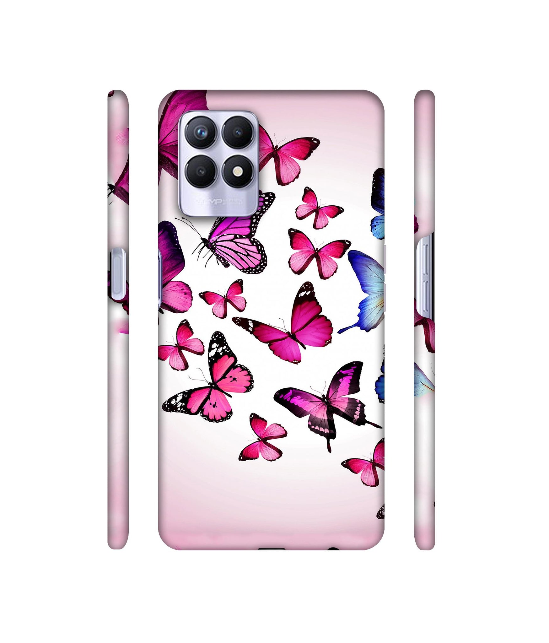 Flying Colorful Butterfly Designer Hard Back Cover for Realme 8i