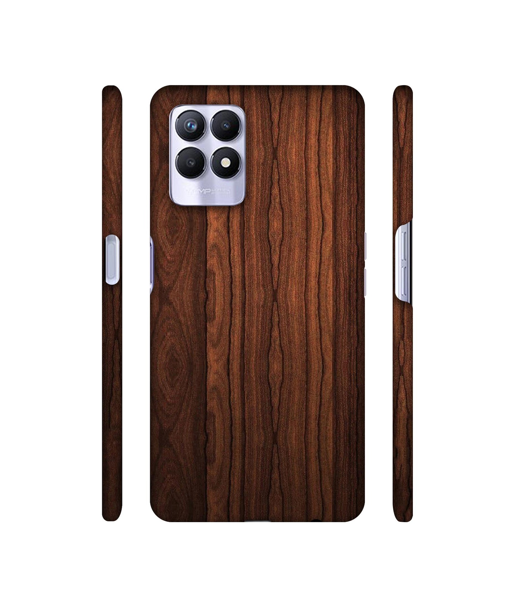 Brown Wooden Texture Designer Hard Back Cover for Realme 8i