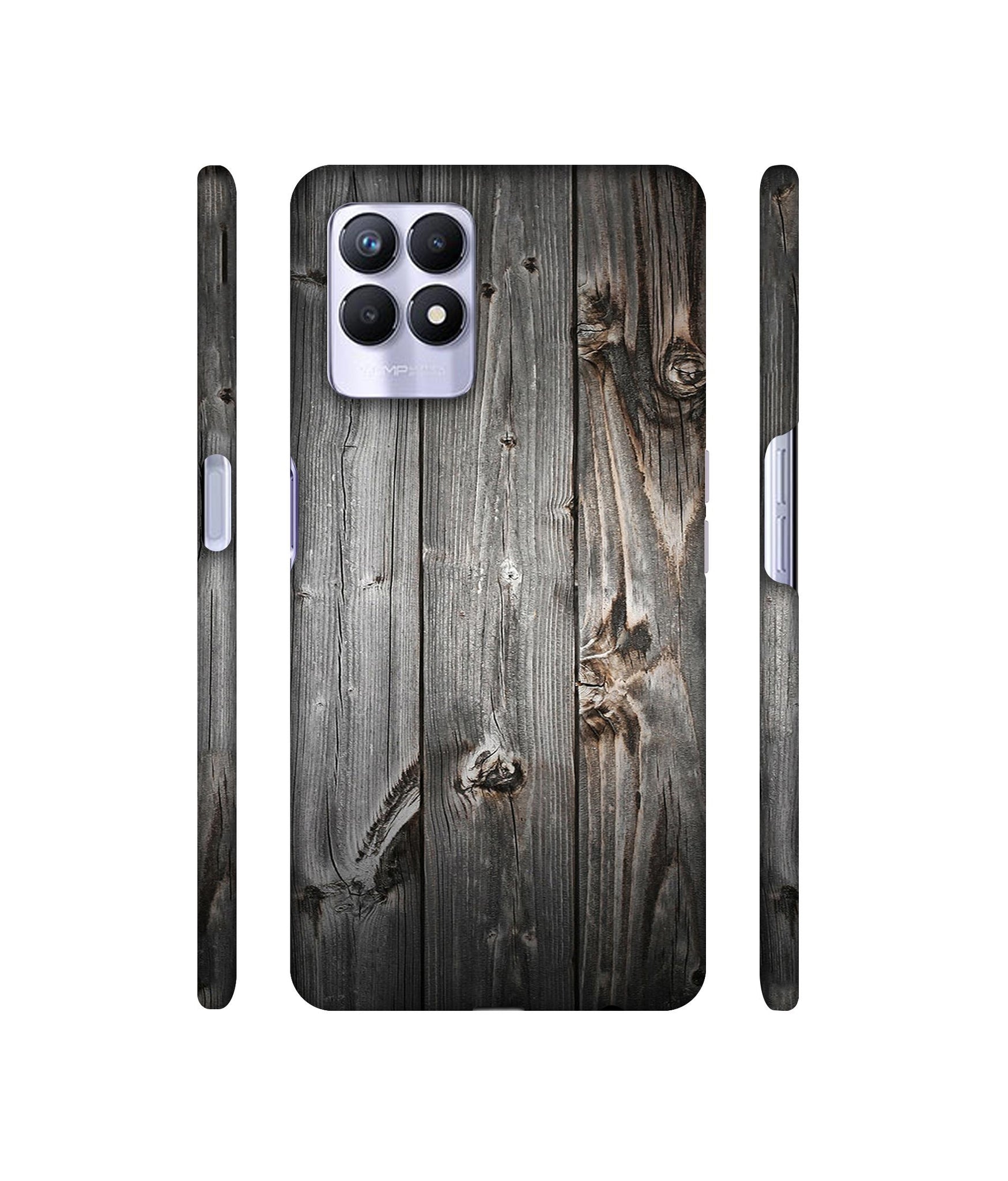 Grey Wooden Texture Designer Hard Back Cover for Realme 8i