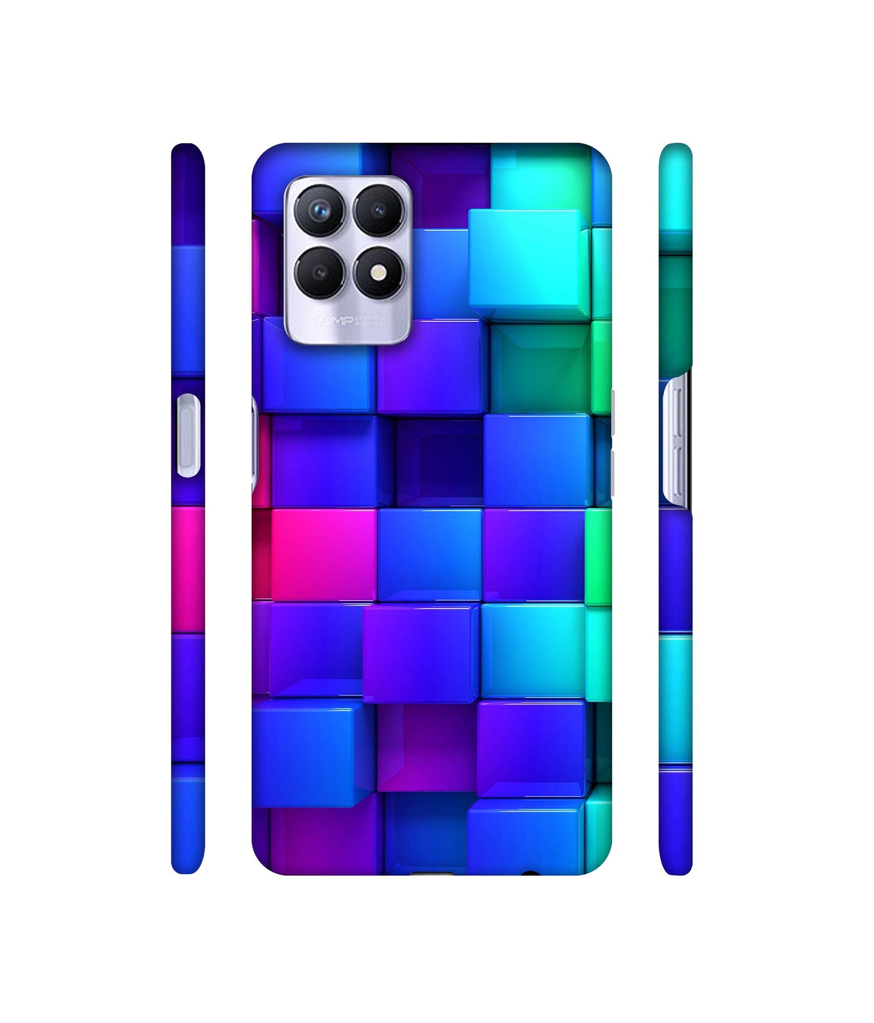 Blocks Rainbow 3D Graphics Designer Hard Back Cover for Realme 8i