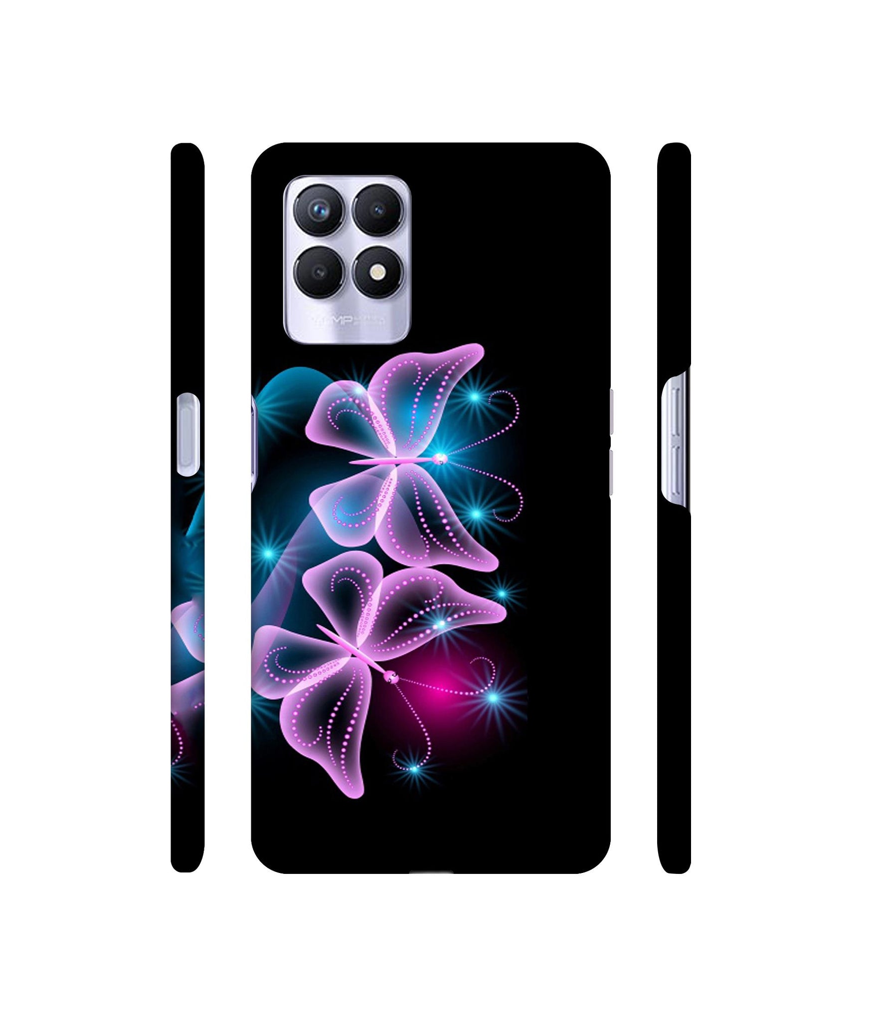 Butterflies Neon Light Designer Hard Back Cover for Realme 8i