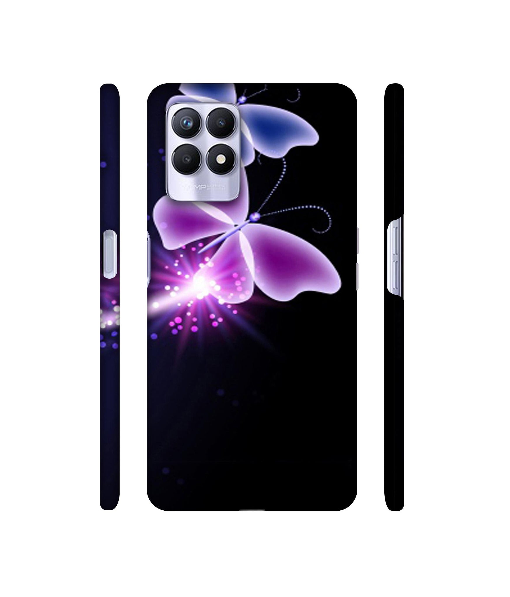 Neon Butterfly Light Abstract Shine Designer Hard Back Cover for Realme 8i