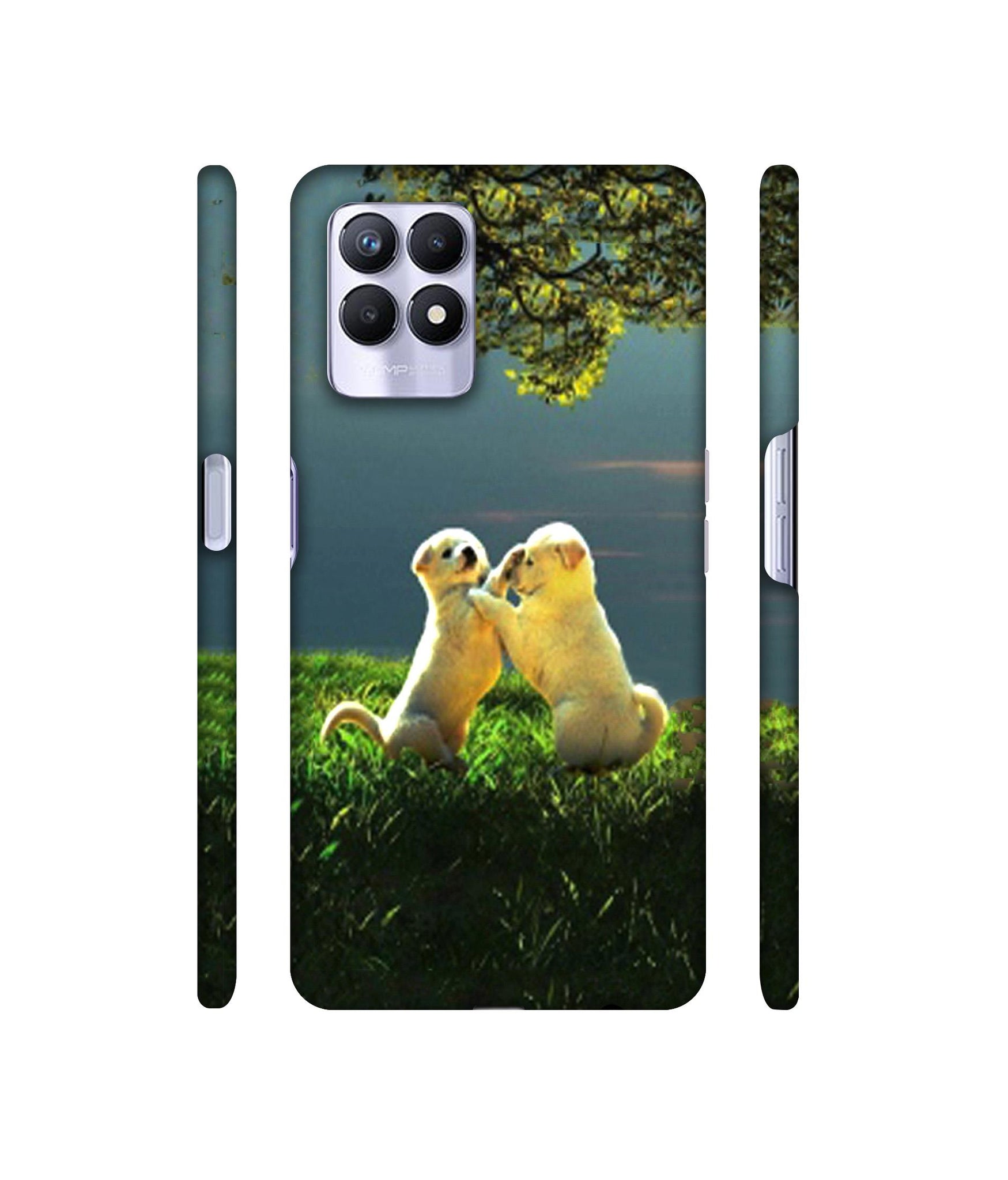 Puppy Couple Play Kids Nature Designer Hard Back Cover for Realme 8i