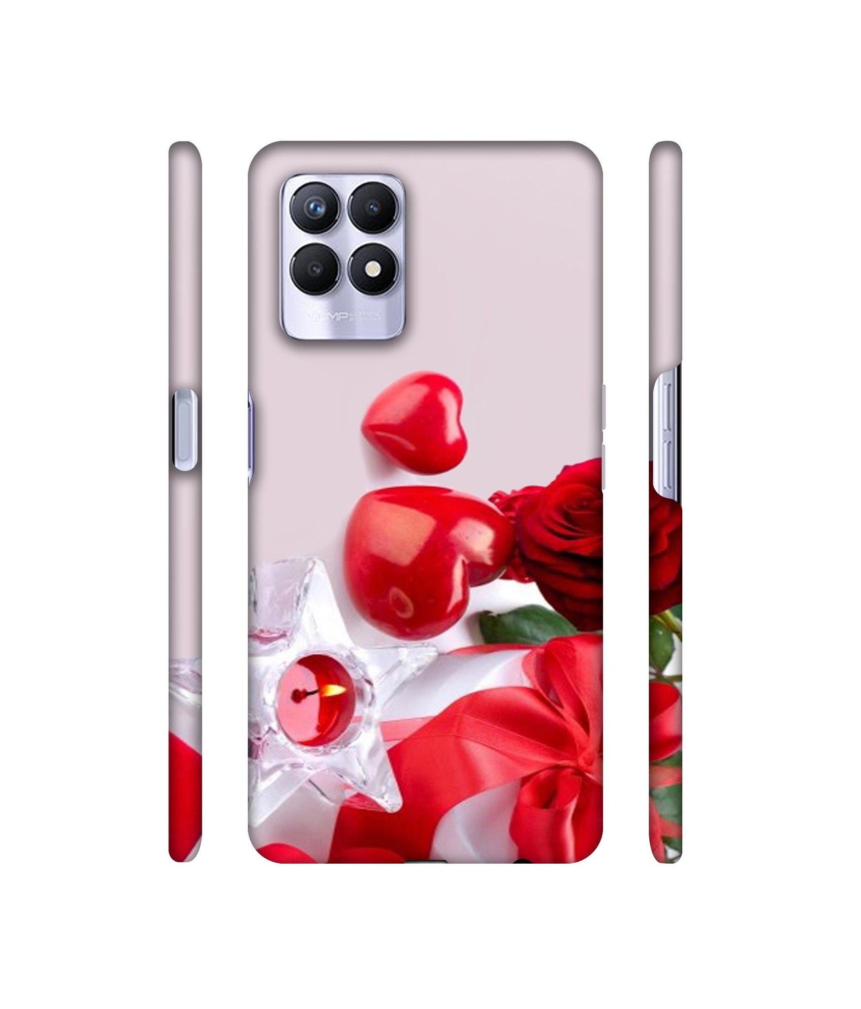 Red Rose Heart Valentines Couple Designer Hard Back Cover for Realme 8i