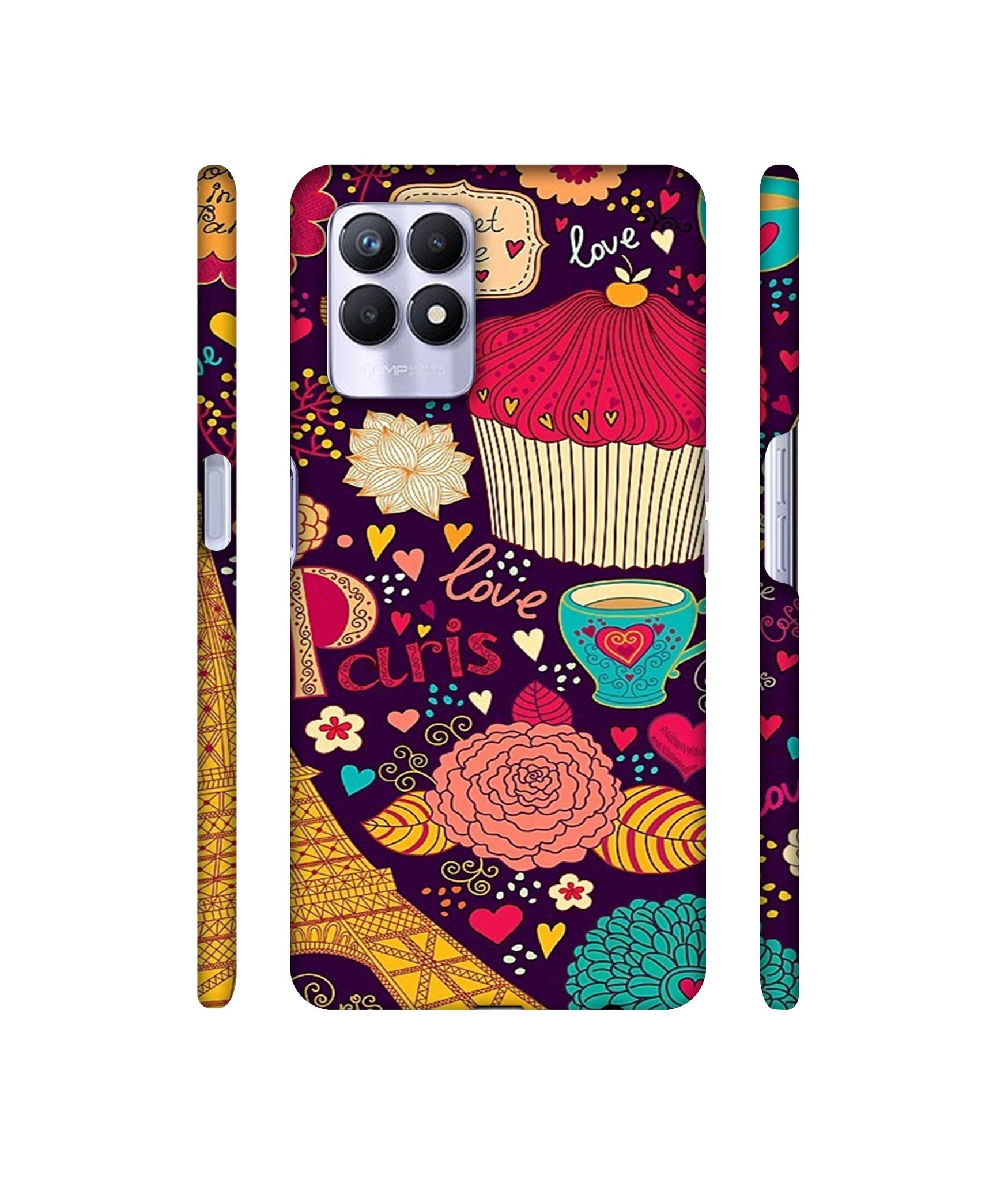 Paris Flower Love Designer Hard Back Cover for Realme 8i