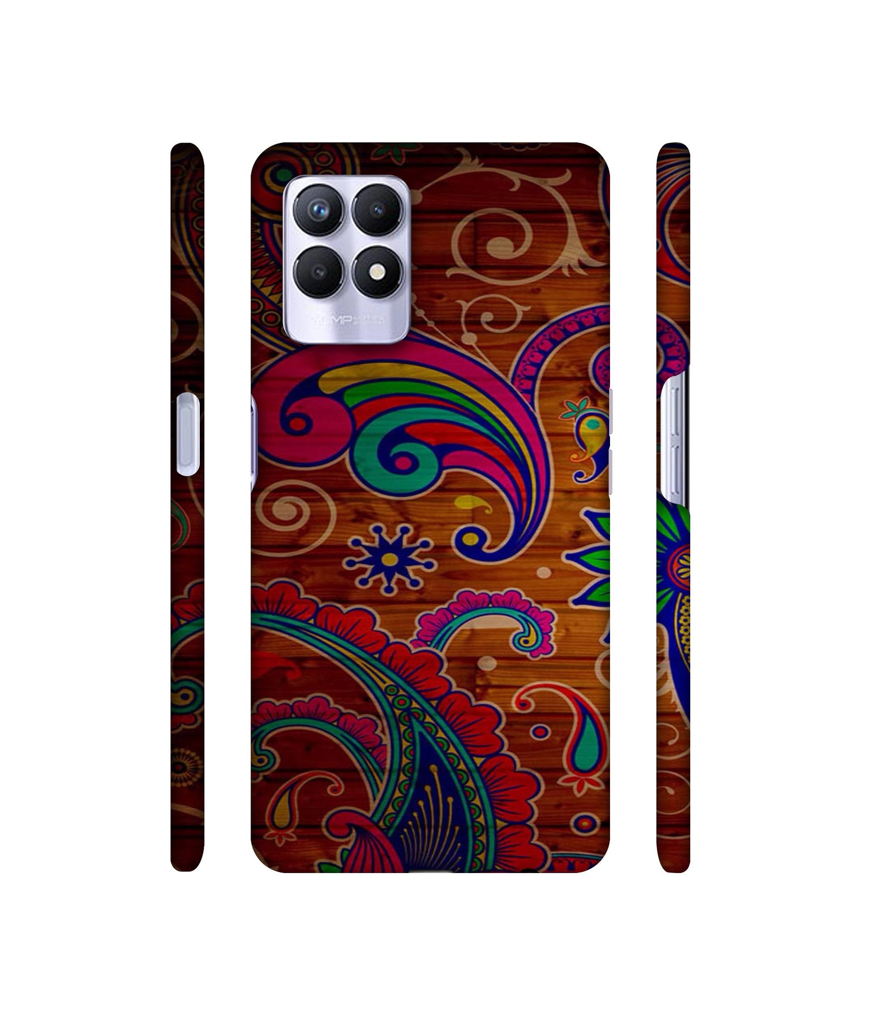 Wooden Pattern Print Designer Hard Back Cover for Realme 8i