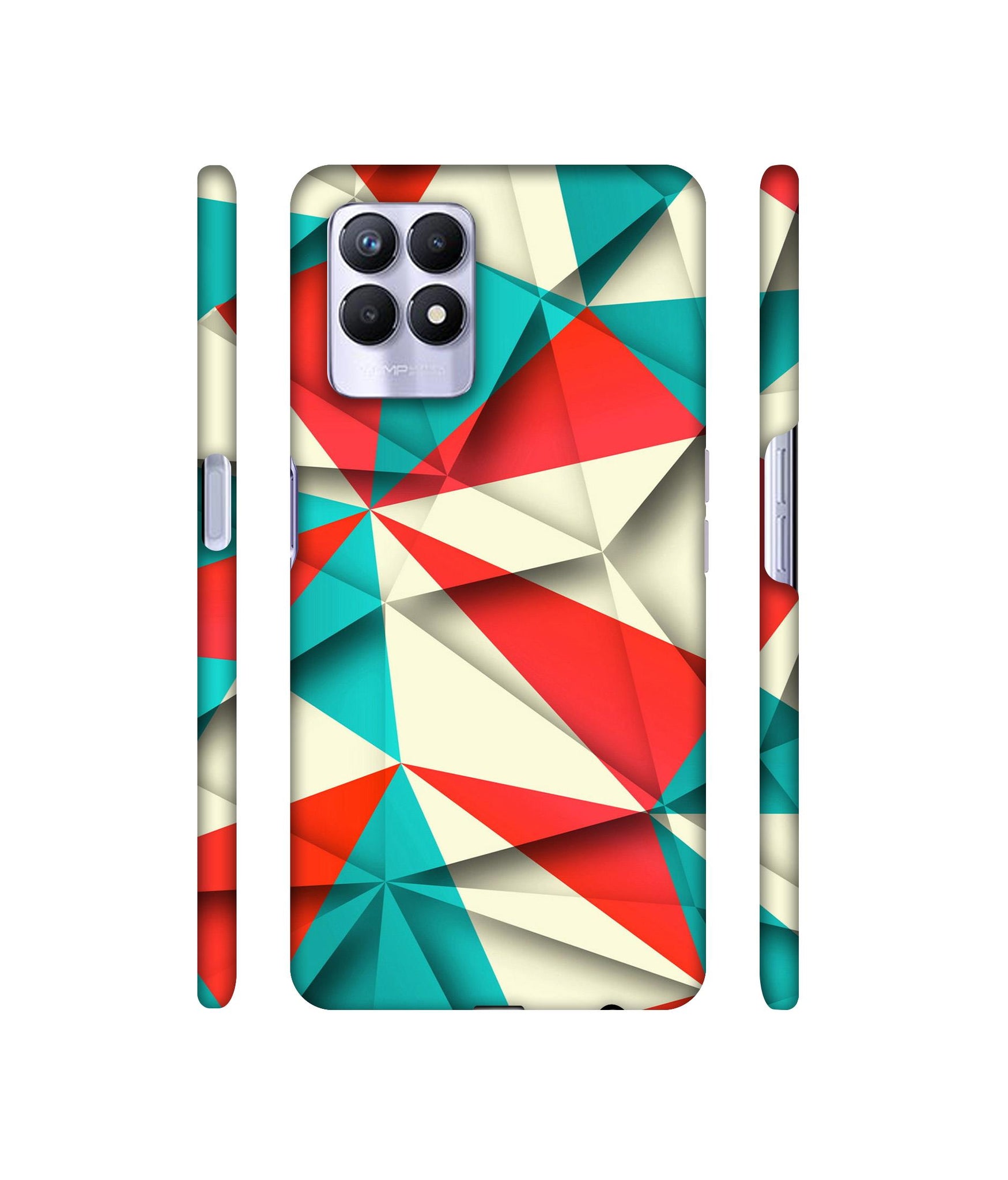 Red Blue White Pattern Designer Hard Back Cover for Realme 8i