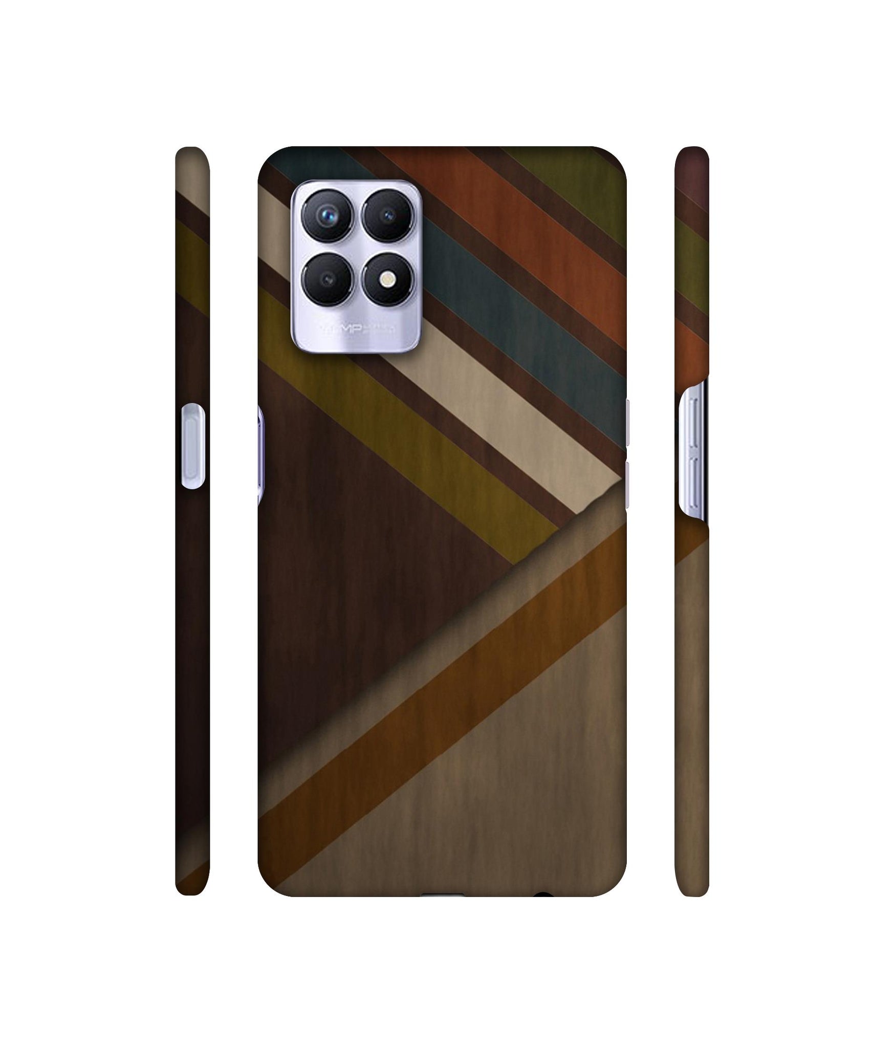 Colorful Wooden Pattern Designer Hard Back Cover for Realme 8i