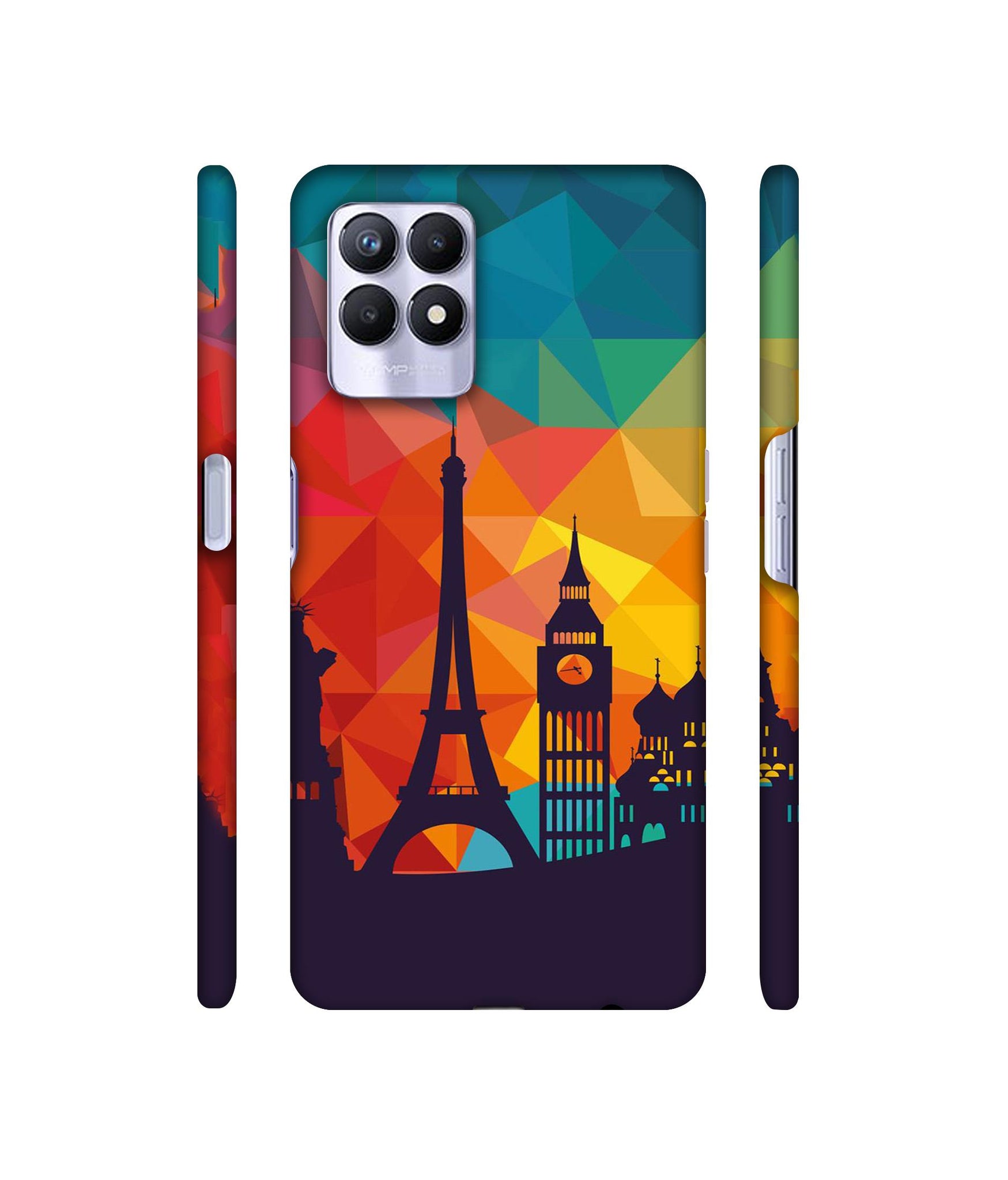 Colored Paris Designer Hard Back Cover for Realme 8i