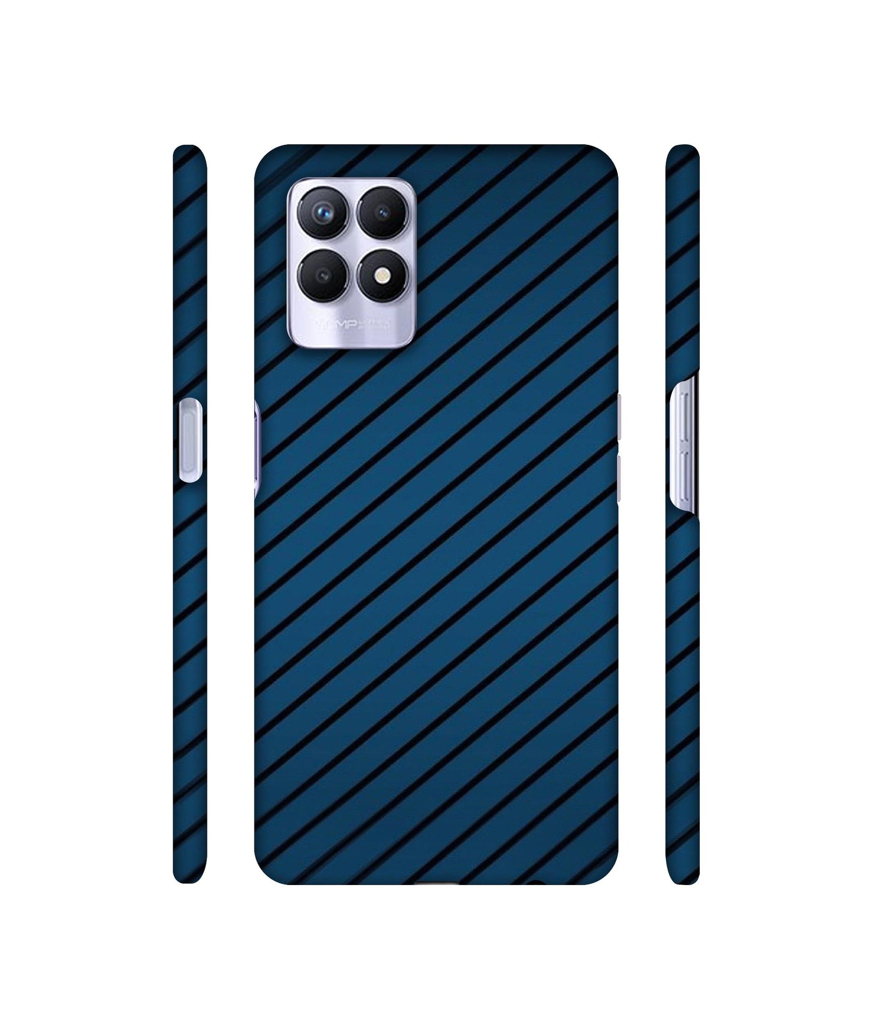 Blue Stripes Designer Hard Back Cover for Realme 8i