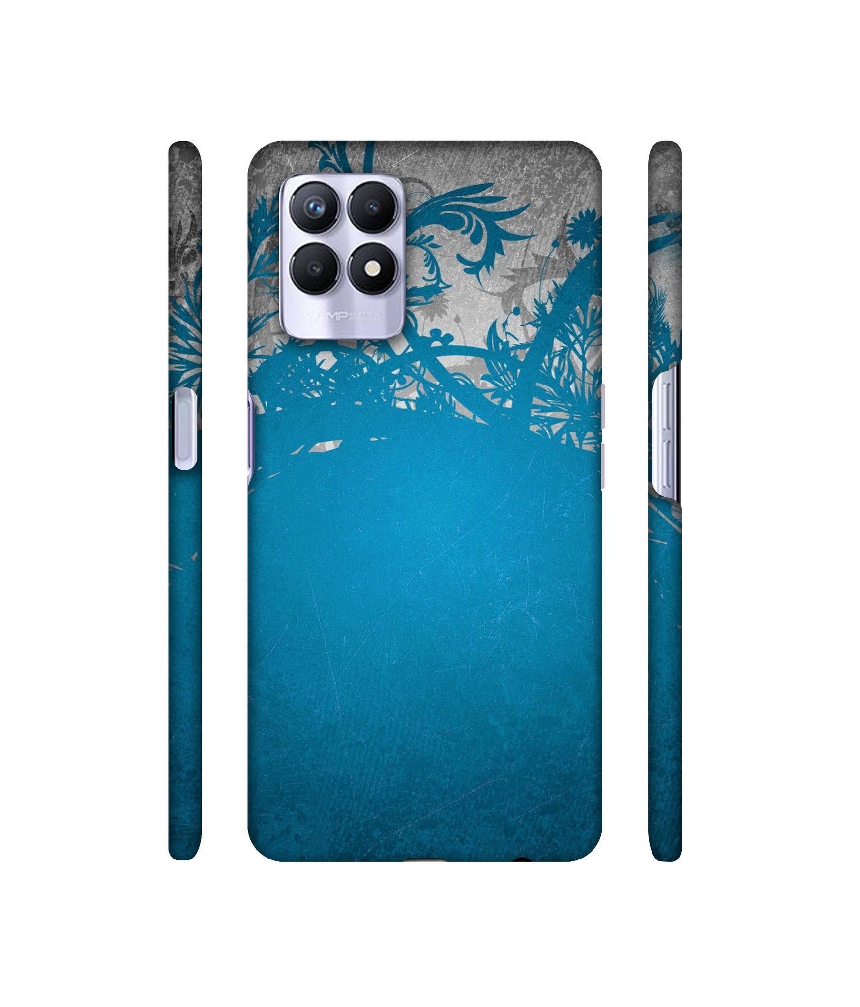 Blue Floral Pattern Designer Hard Back Cover for Realme 8i