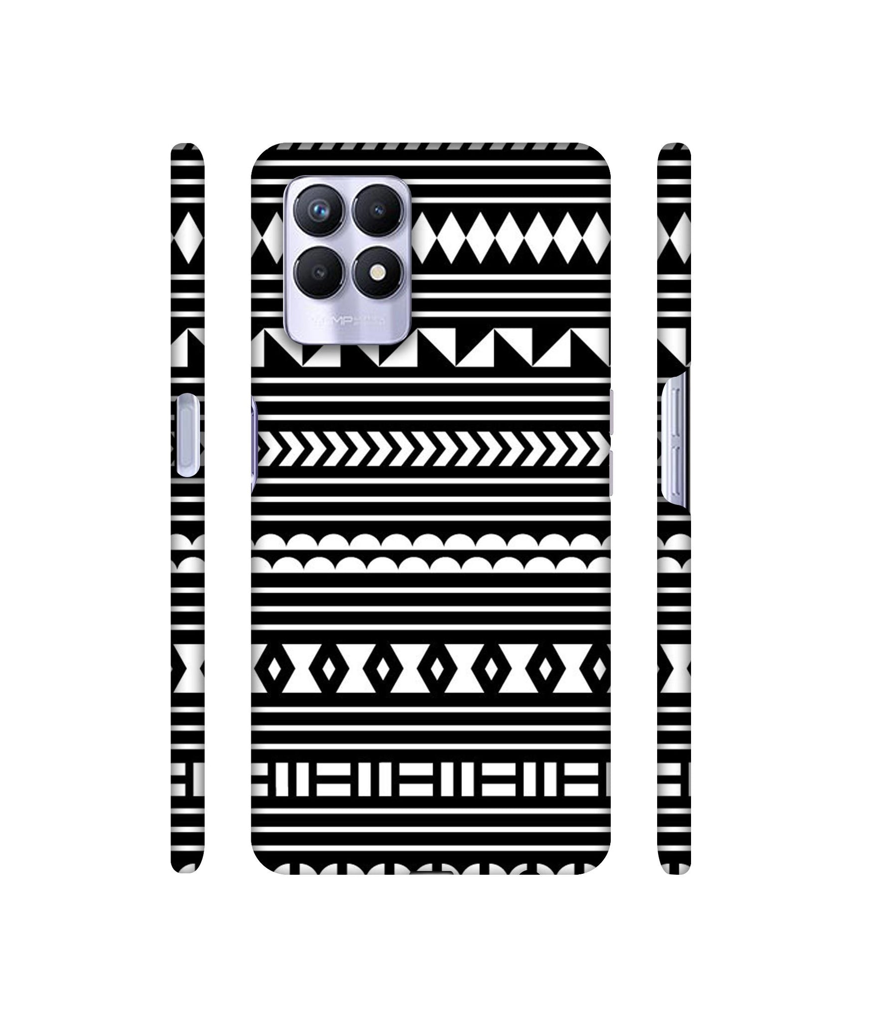 Black Pattern Designer Hard Back Cover for Realme 8i