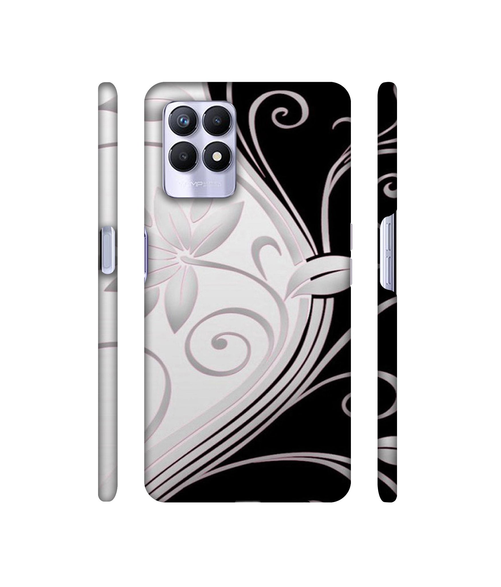 Black And White Flower Designer Hard Back Cover for Realme 8i