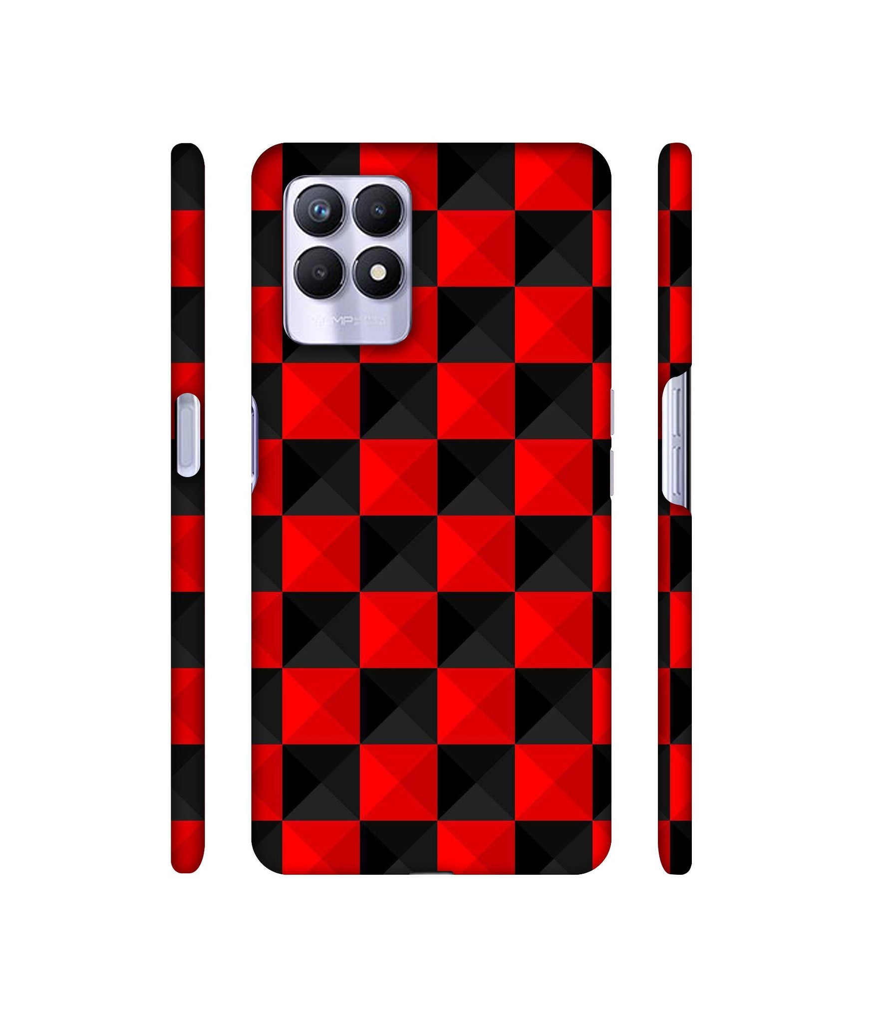 Red N Black Cubes Designer Hard Back Cover for Realme 8i