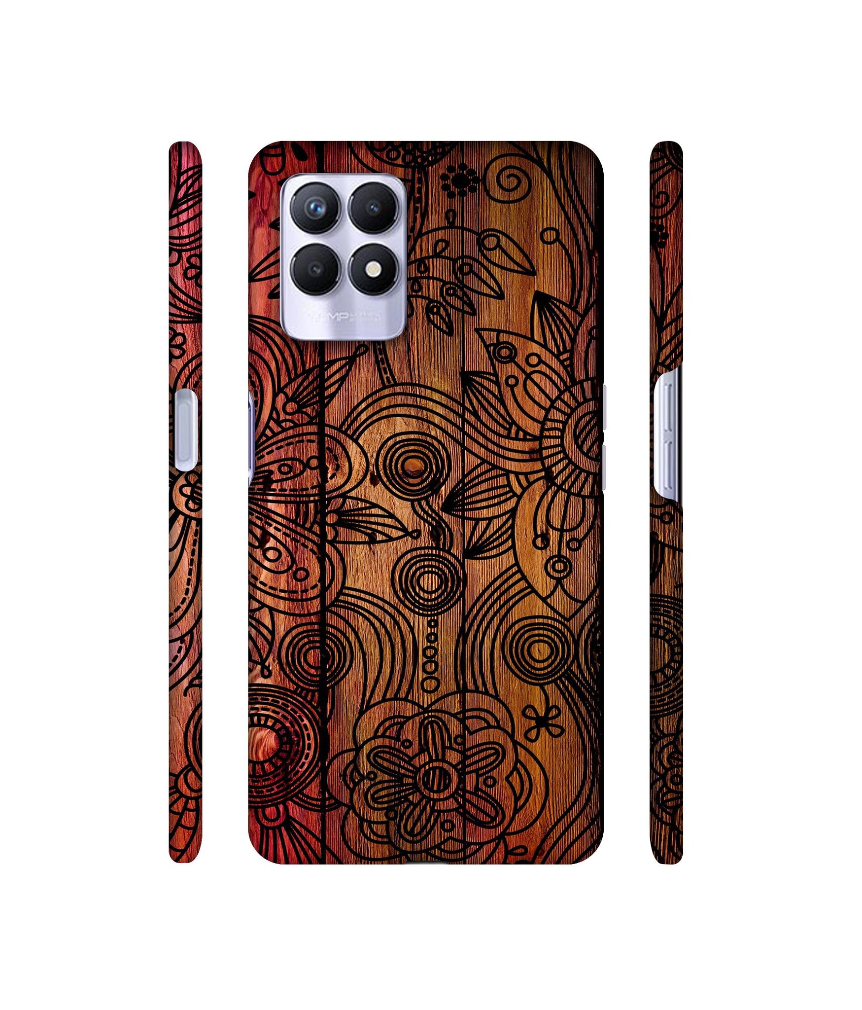 Dark Wooden Background Designer Hard Back Cover for Realme 8i