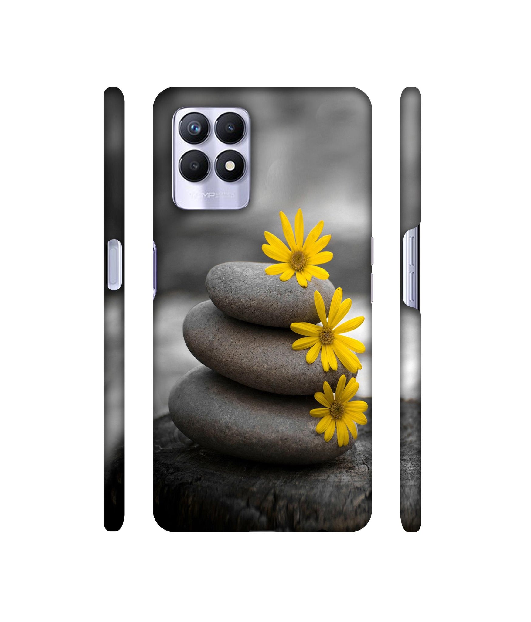 Stones And Flower Designer Hard Back Cover for Realme 8i