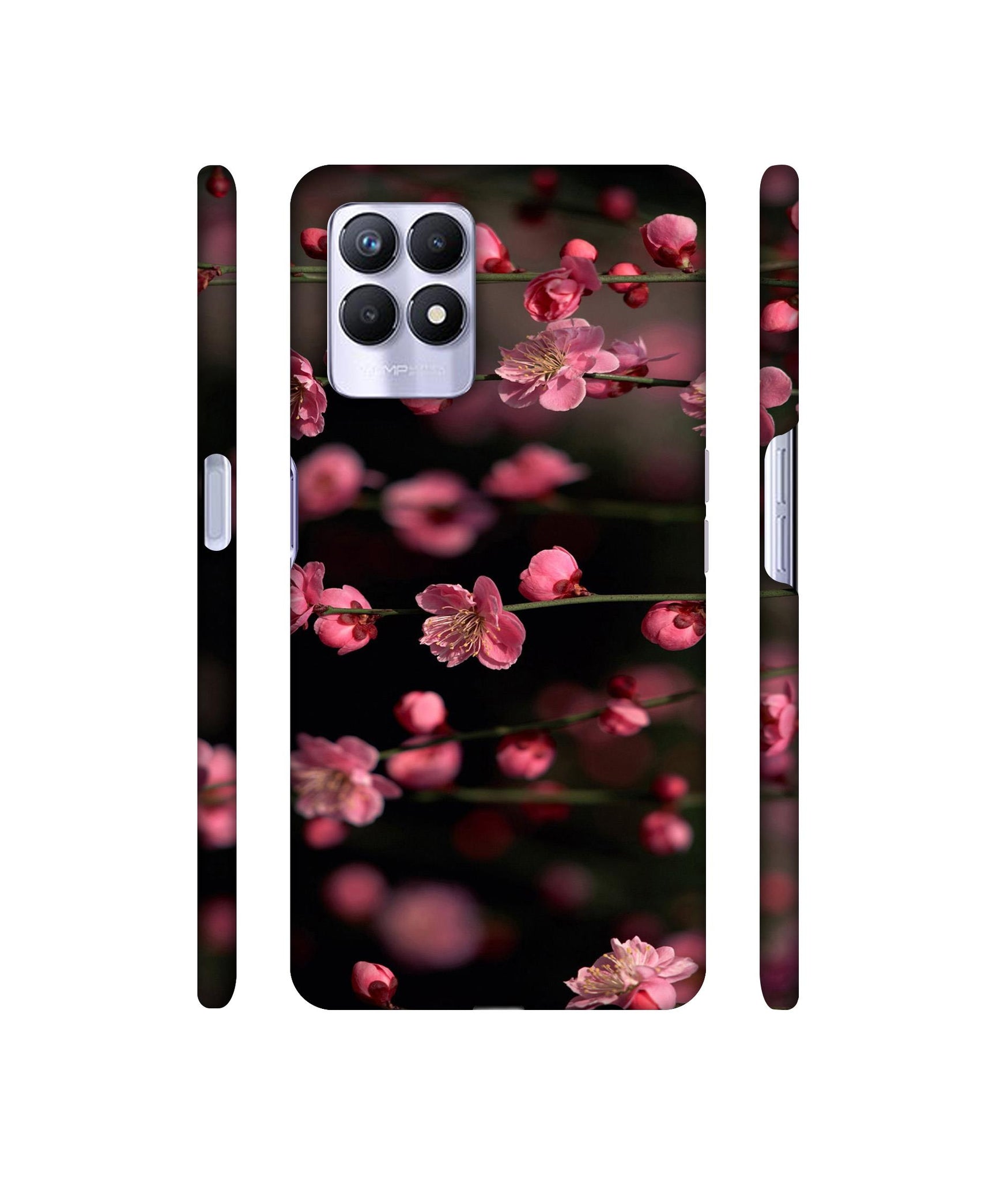 Pink Flowers Designer Hard Back Cover for Realme 8i