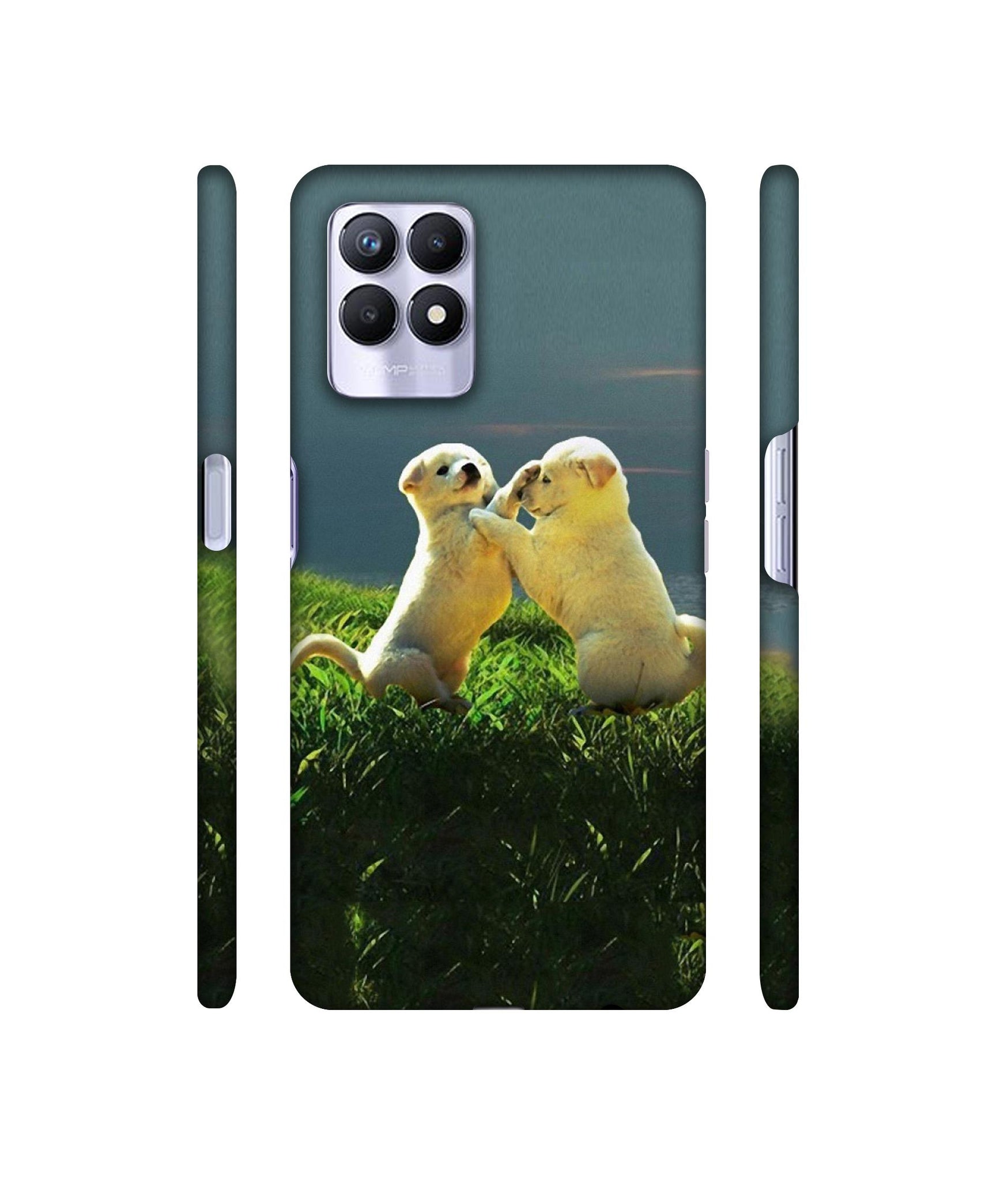 Puppy Couple Sunset Designer Hard Back Cover for Realme 8i