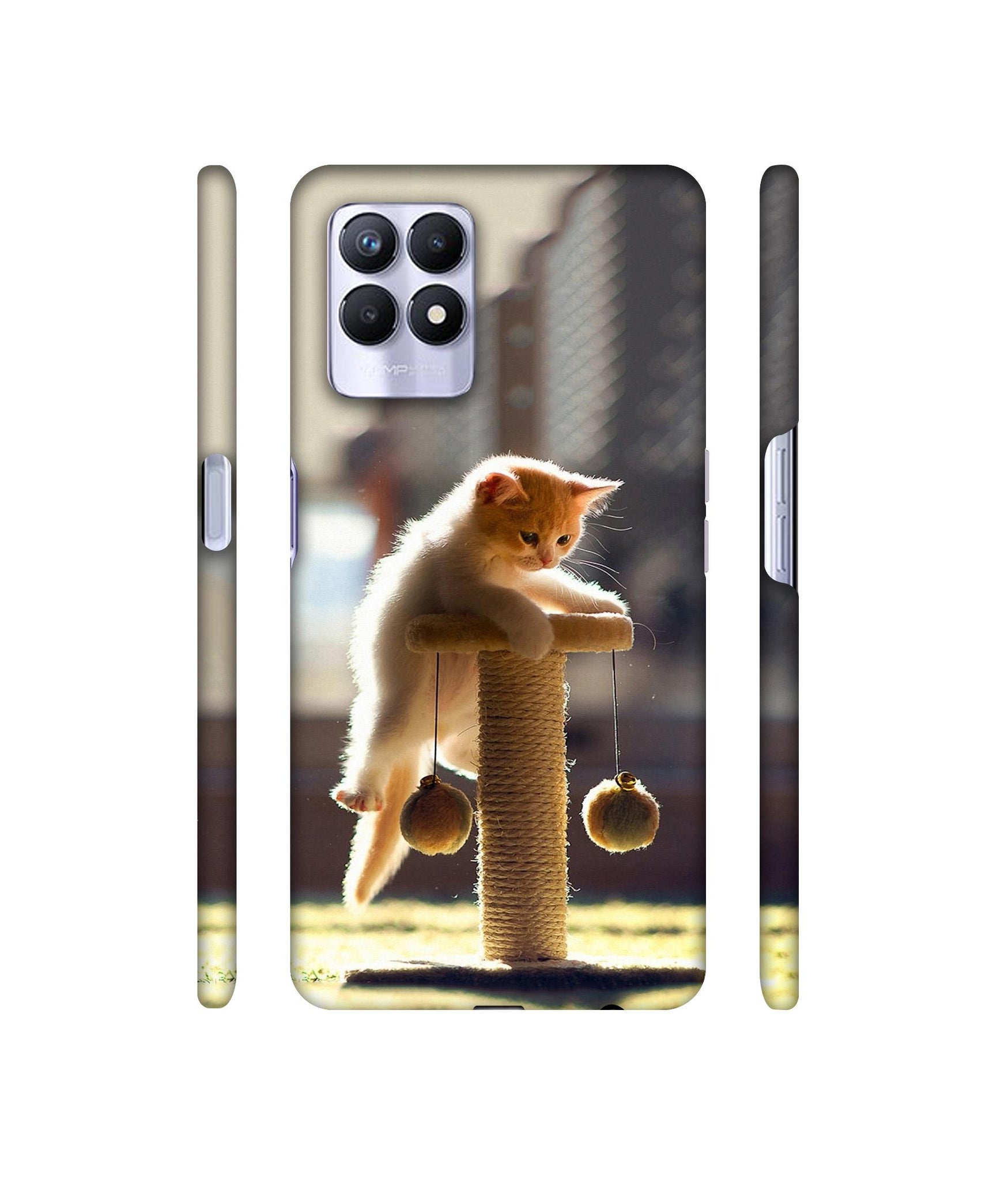 Cat Climbing Designer Hard Back Cover for Realme 8i