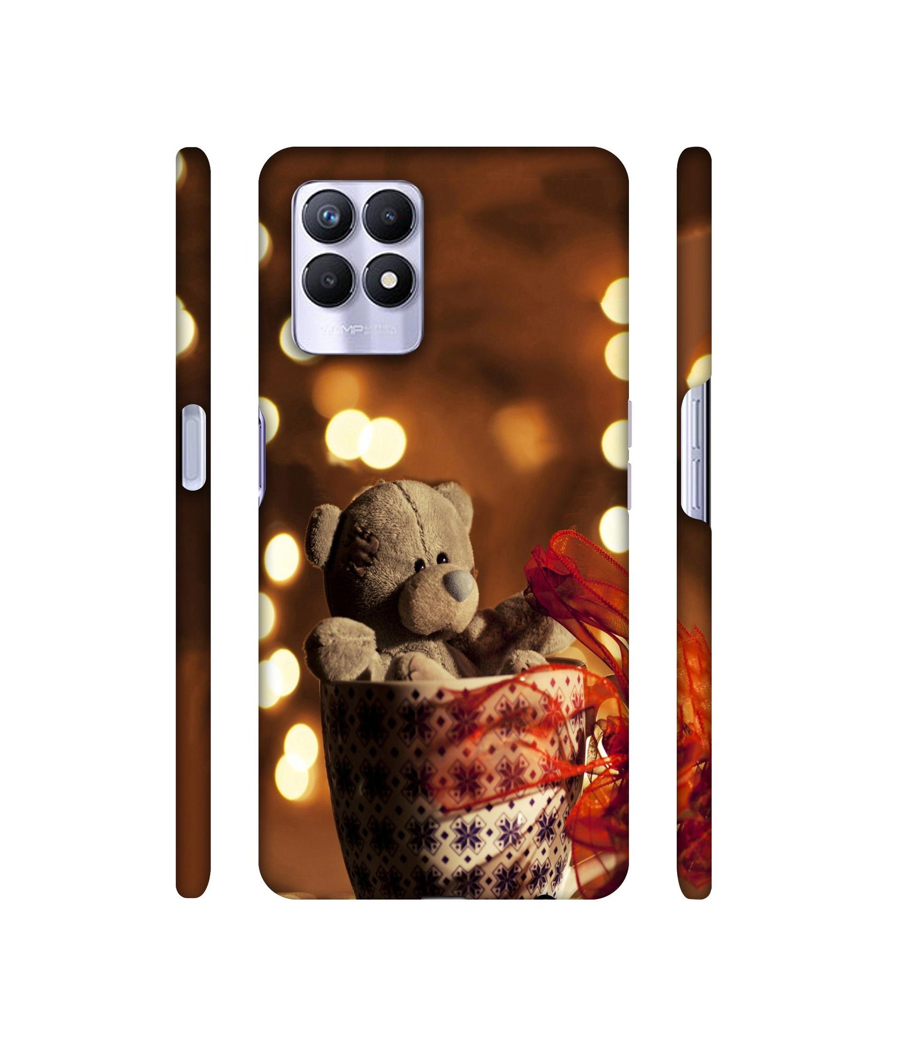 Teddy In Cup Designer Hard Back Cover for Realme 8i