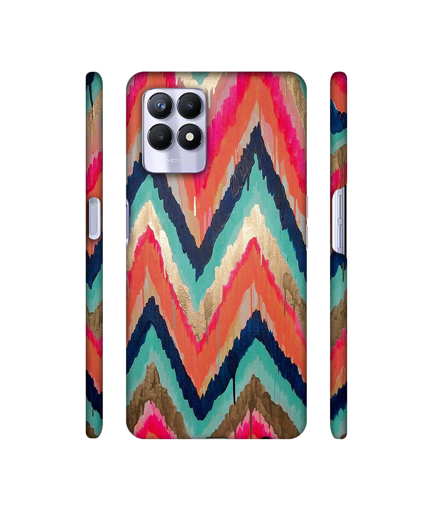 Colorful Zig-Zag Lines Art Designer Hard Back Cover for Realme 8i