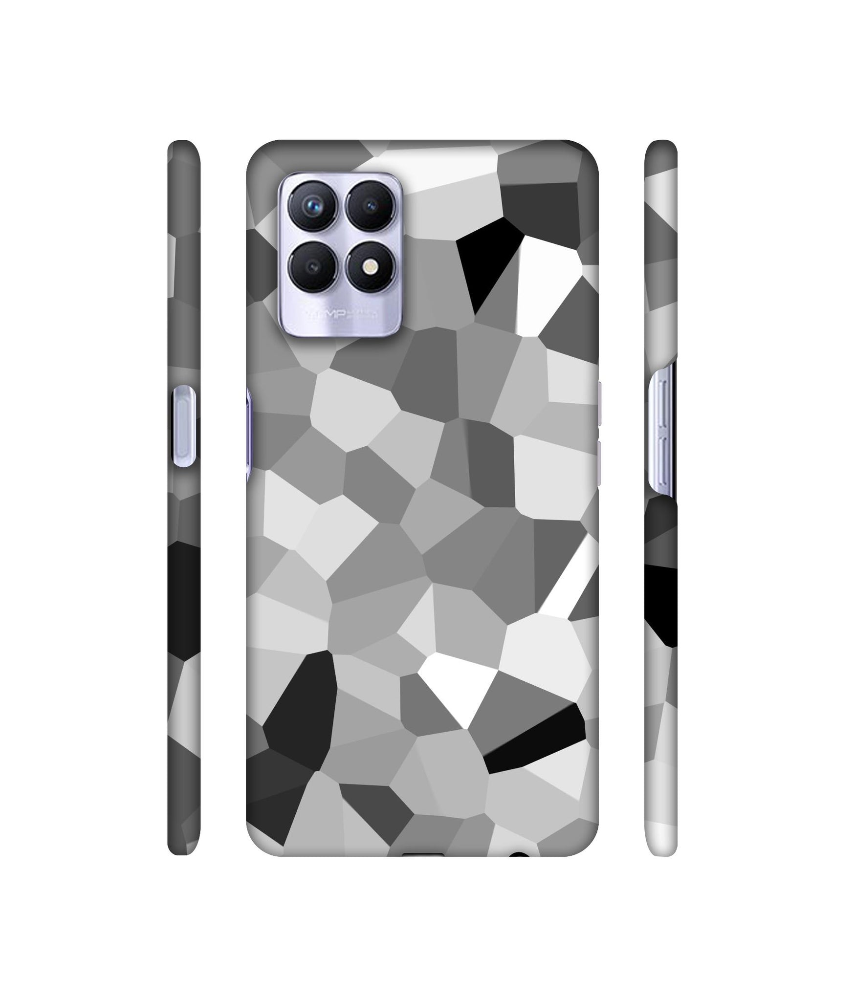 Black & White Mathematical Shape Designer Hard Back Cover for Realme 8i