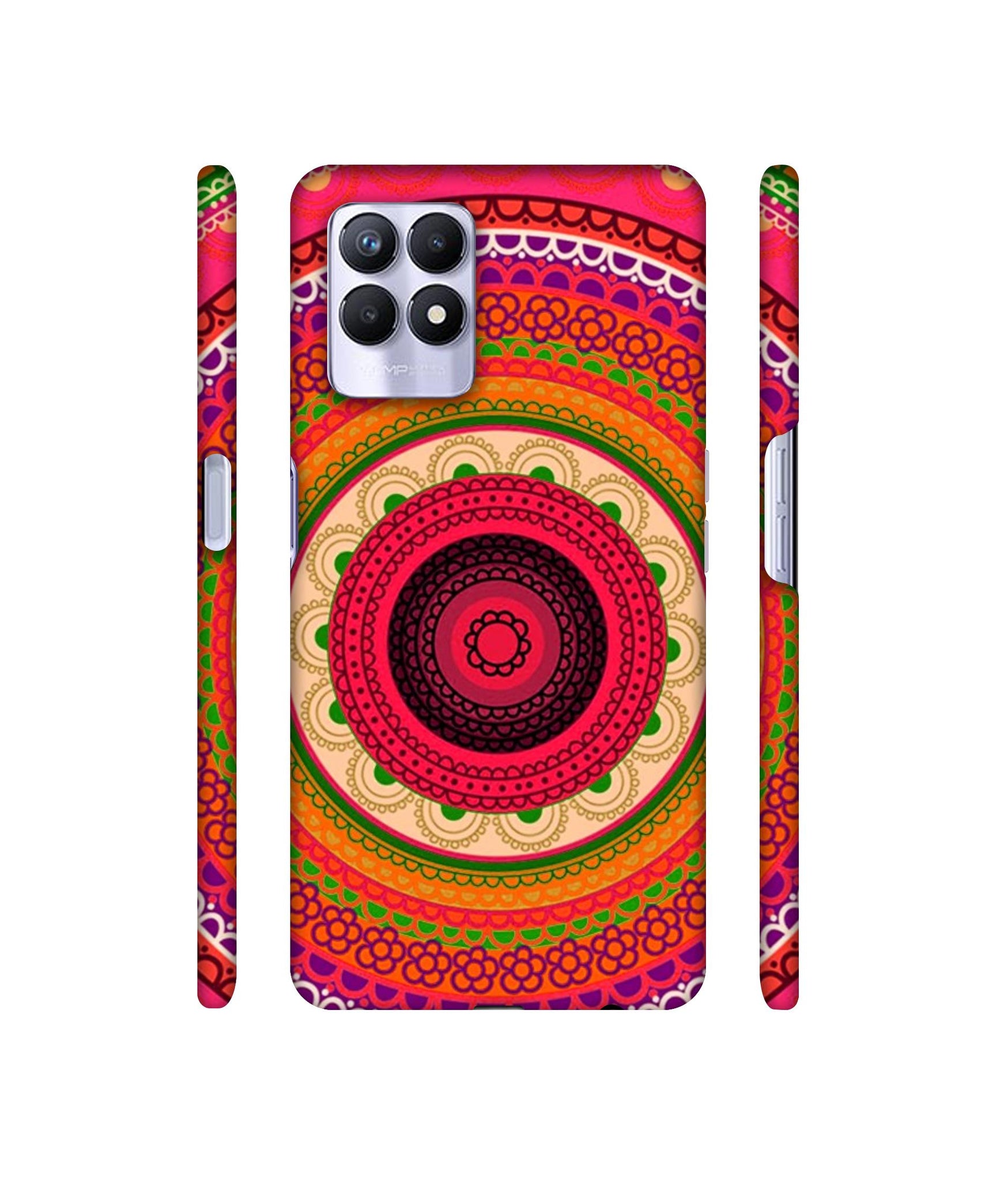 Round Rangoli Designer Hard Back Cover for Realme 8i