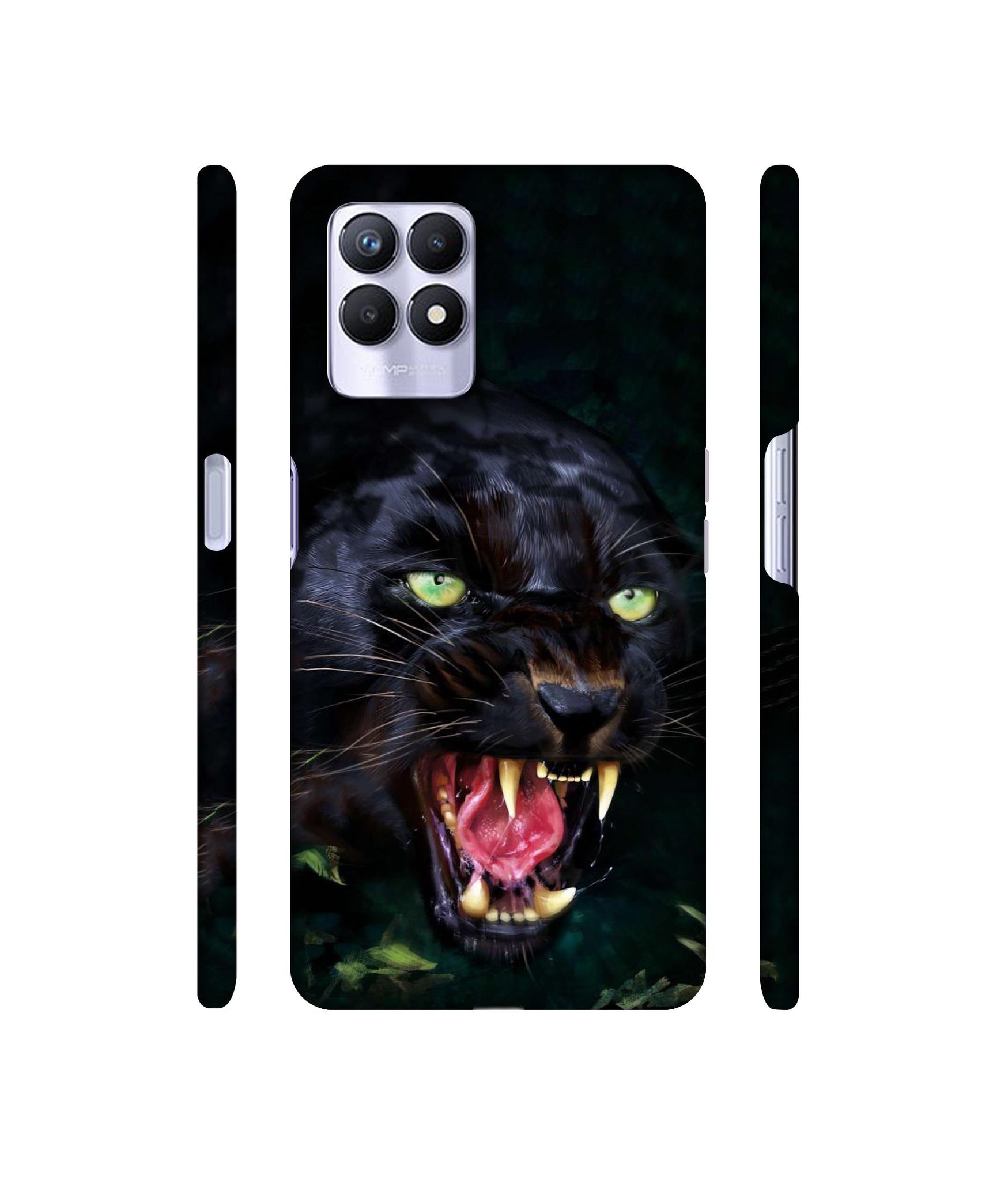 Angry Black Tiger Face Designer Hard Back Cover for Realme 8i