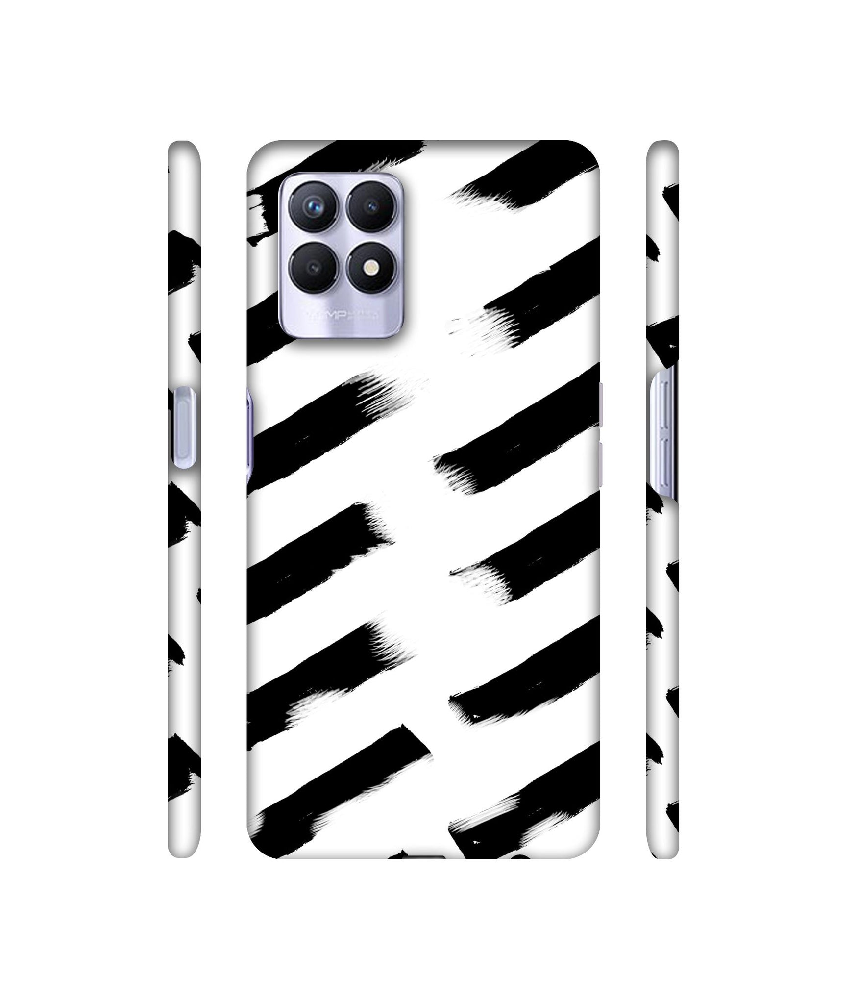 Black & White Rectangle Designer Hard Back Cover for Realme 8i