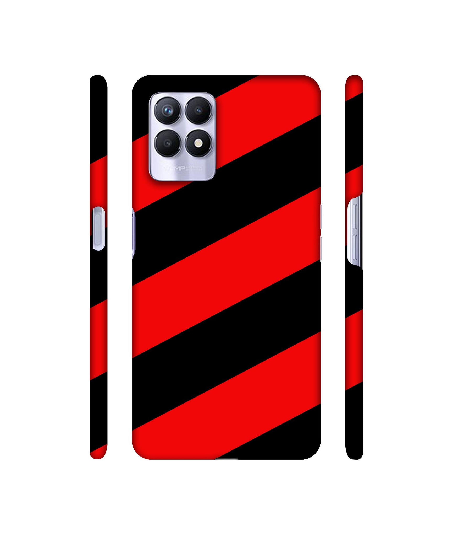 Red and Black Line Designer Hard Back Cover for Realme 8i