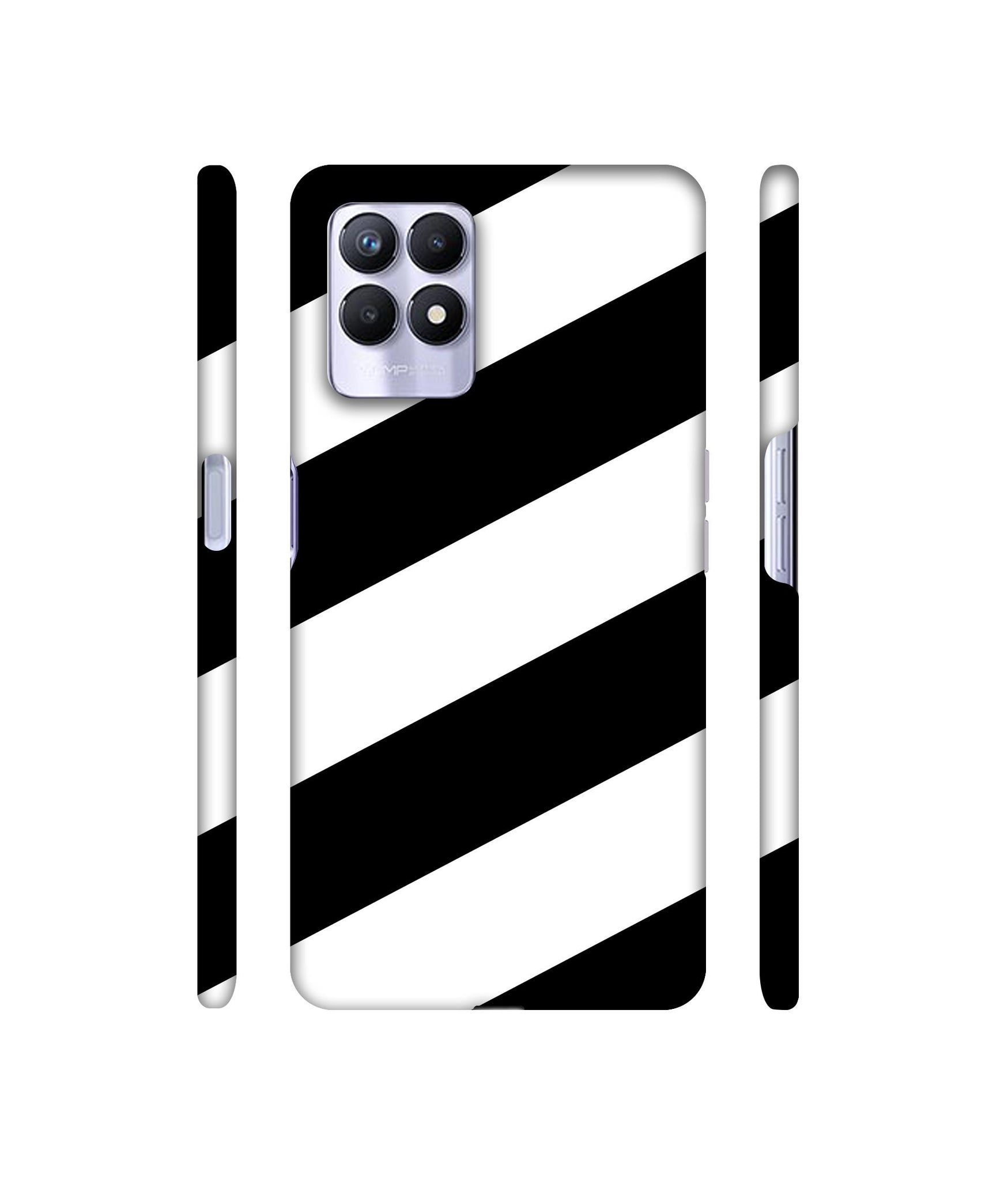 Black & White Line Designer Hard Back Cover for Realme 8i