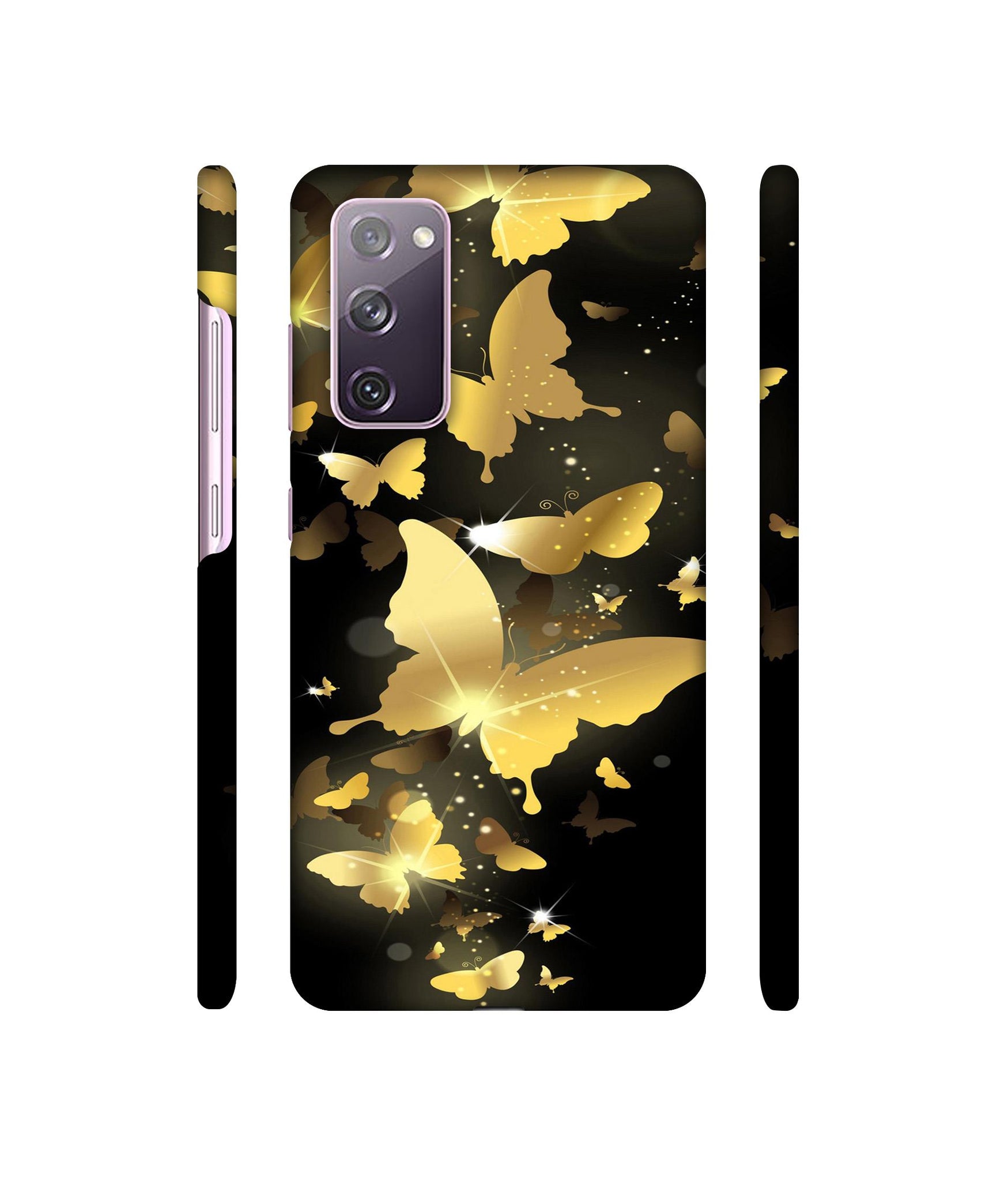 Golden Butterfly Pattern Designer Hard Back Cover for Samsung Galaxy S20 FE 5G